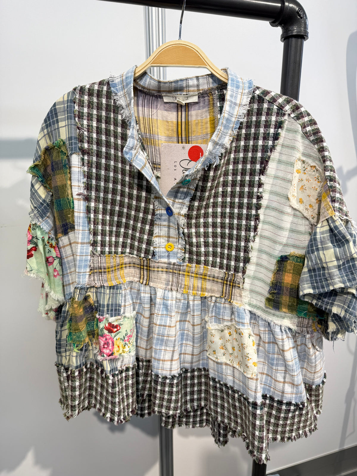 Oli & Hali Plaid Perfections Ruffle Hem Top In 2 Colors