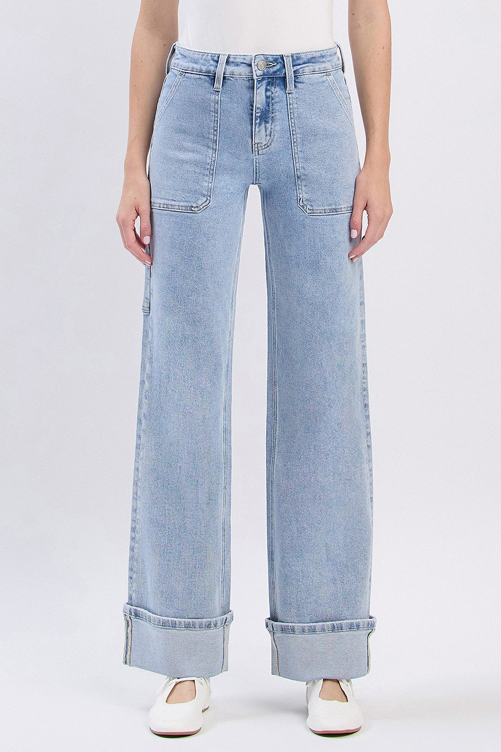 Karese High Rise Cuffed Wide Jeans 690 In Stellar