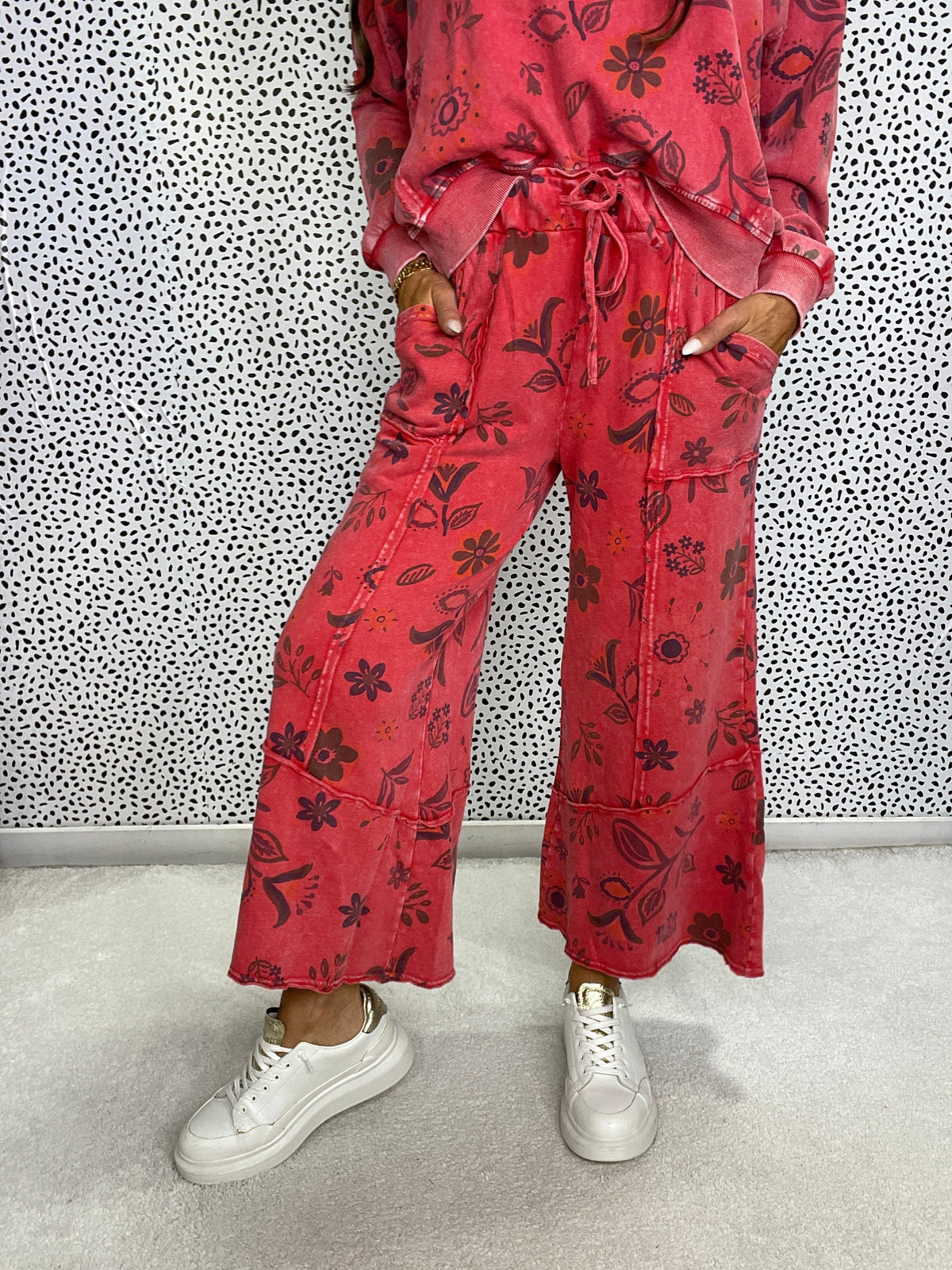 Find My Way Floral Print Terry Pants In 3 Colors