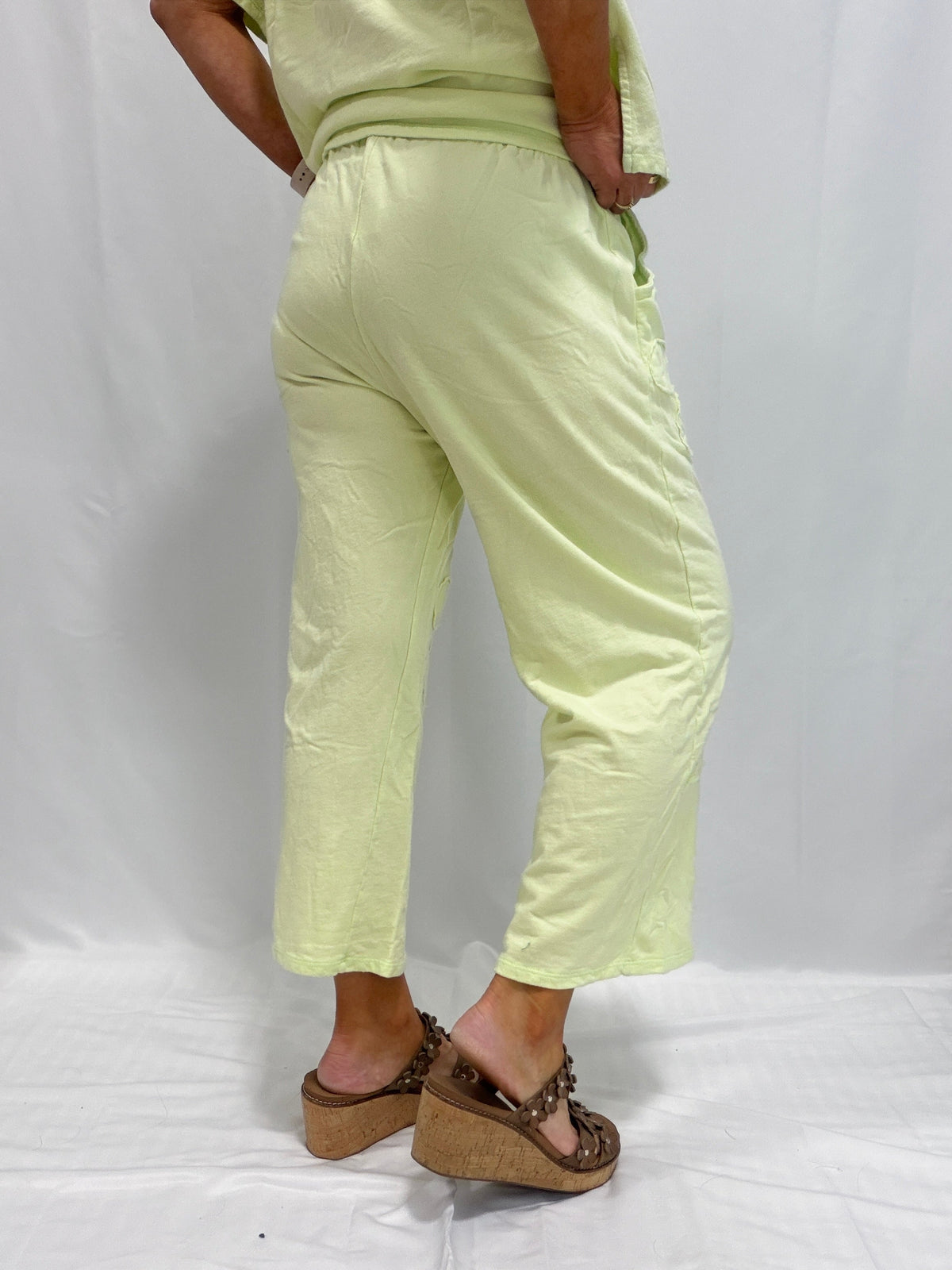 Solid Double Flower Patched Washed Pants In 2 Colors