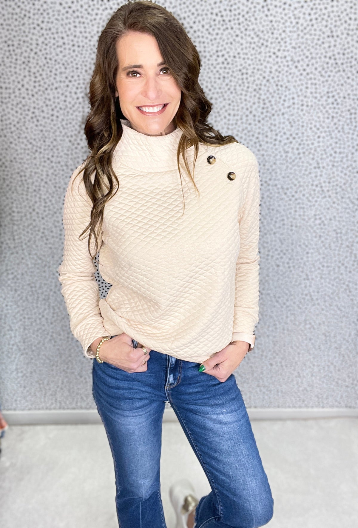 Button Up Buttercup Quilted Detail Top *Final Sale*