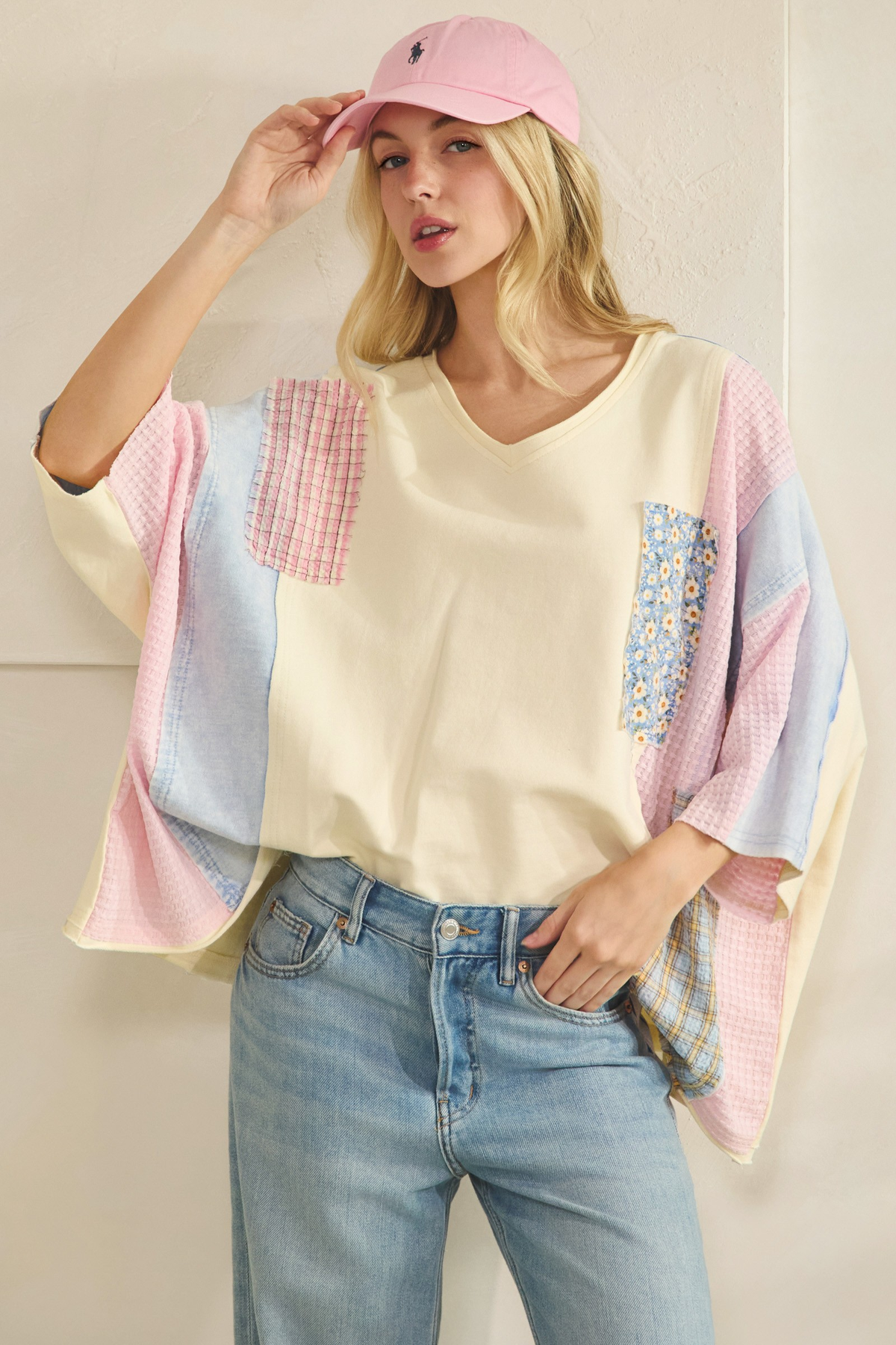 What She Stands For Patchwork Relaxed Top In Cream
