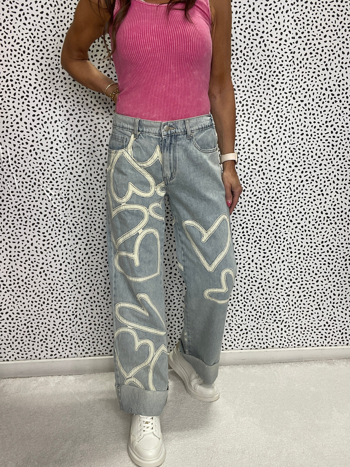 Oli & Hali Washed Heart Patchwork Denim Jeans *Final Sale*