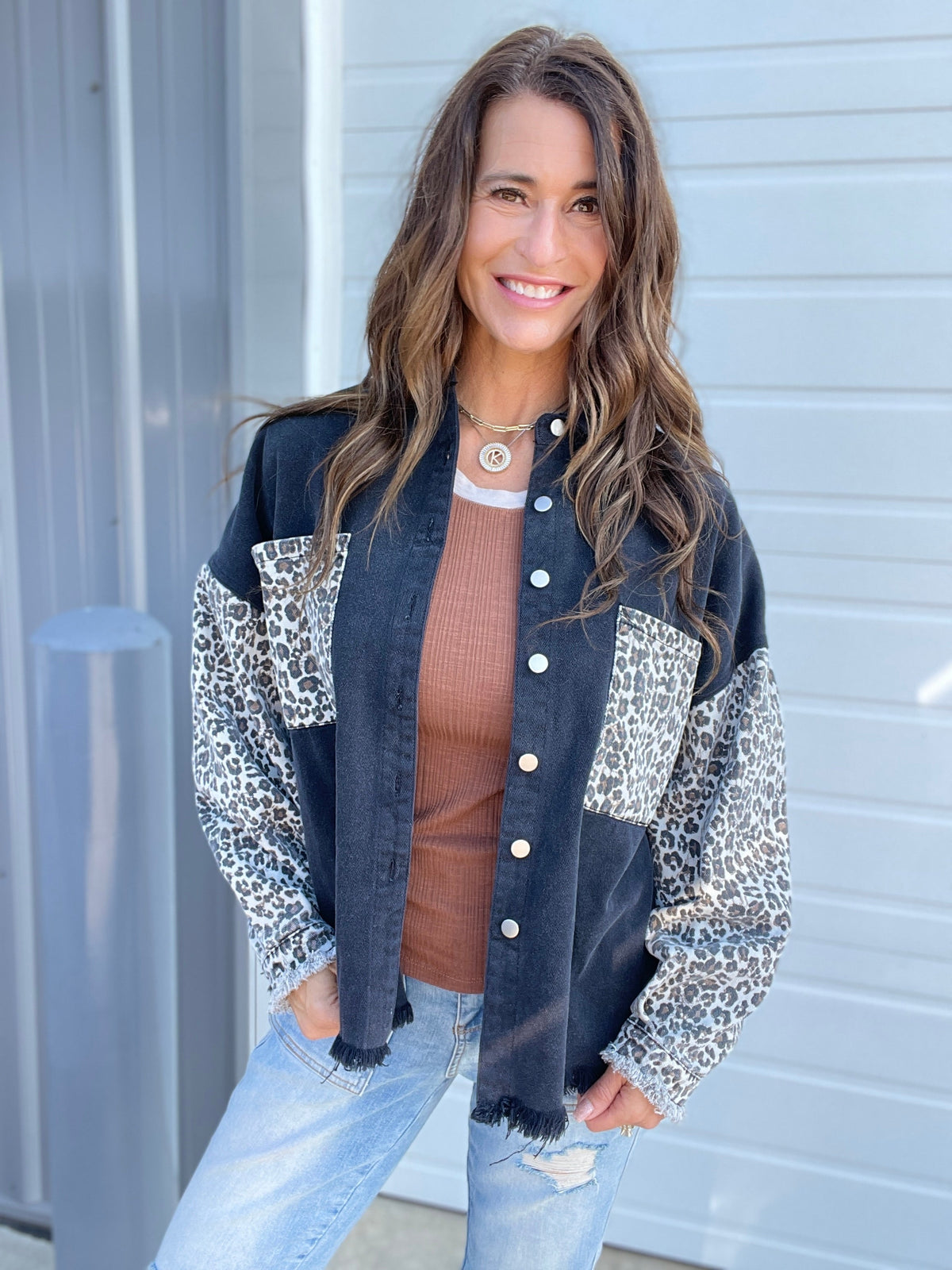 Pol All The Animal Vibes Oversized Shirt Jacket In 2 Colors: Black, Mocha *Final Sale*