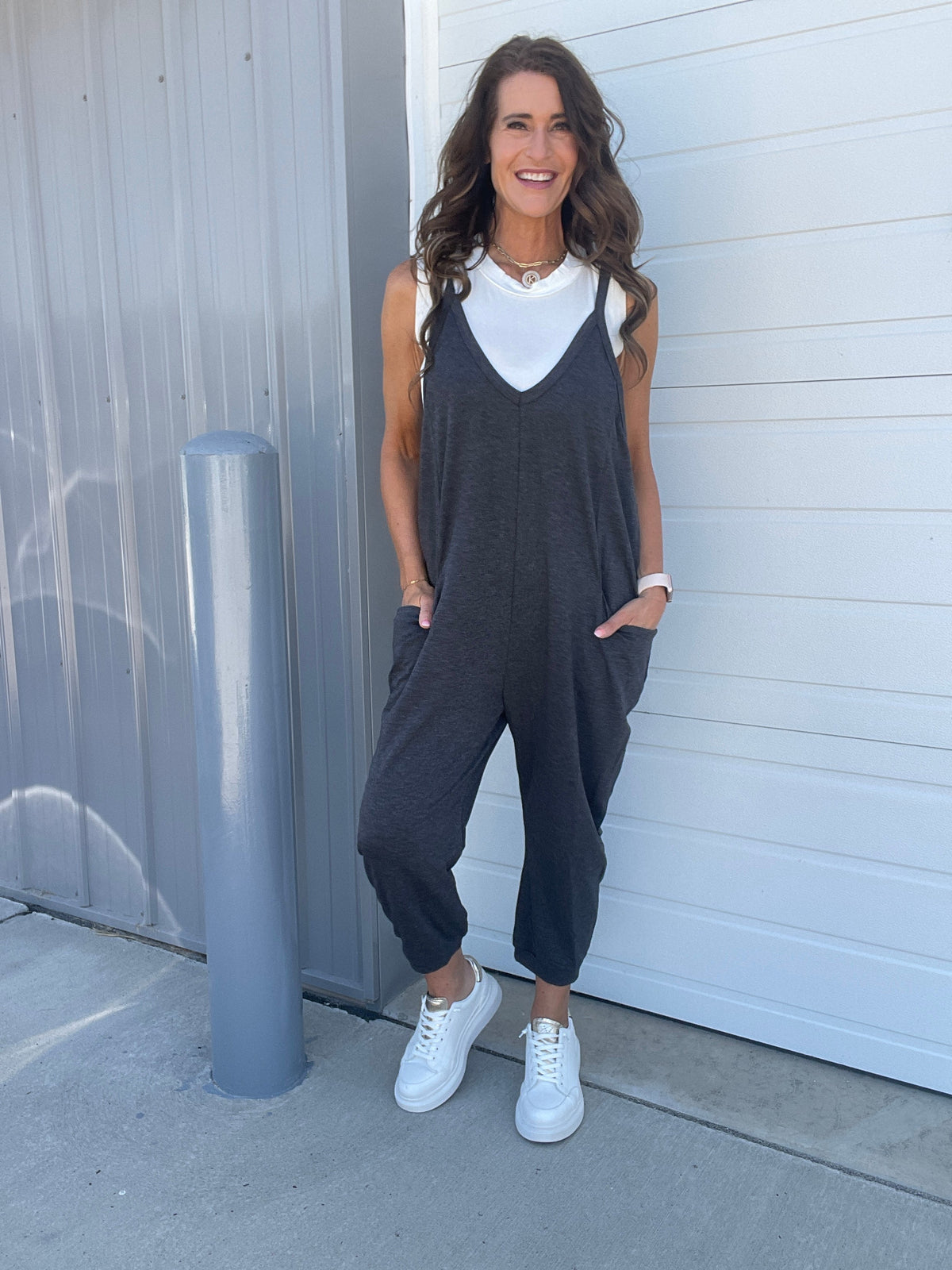 Becky Soft Jumper With Adjustable Straps In Charcoal *Final Sale*