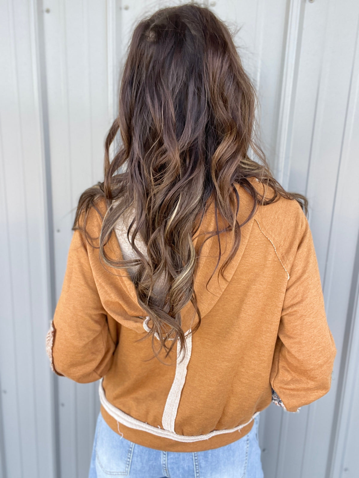 Oli & Hali Struck By You Tweed Patchwork Hoodie Top In 2 Colors *Final Sale*