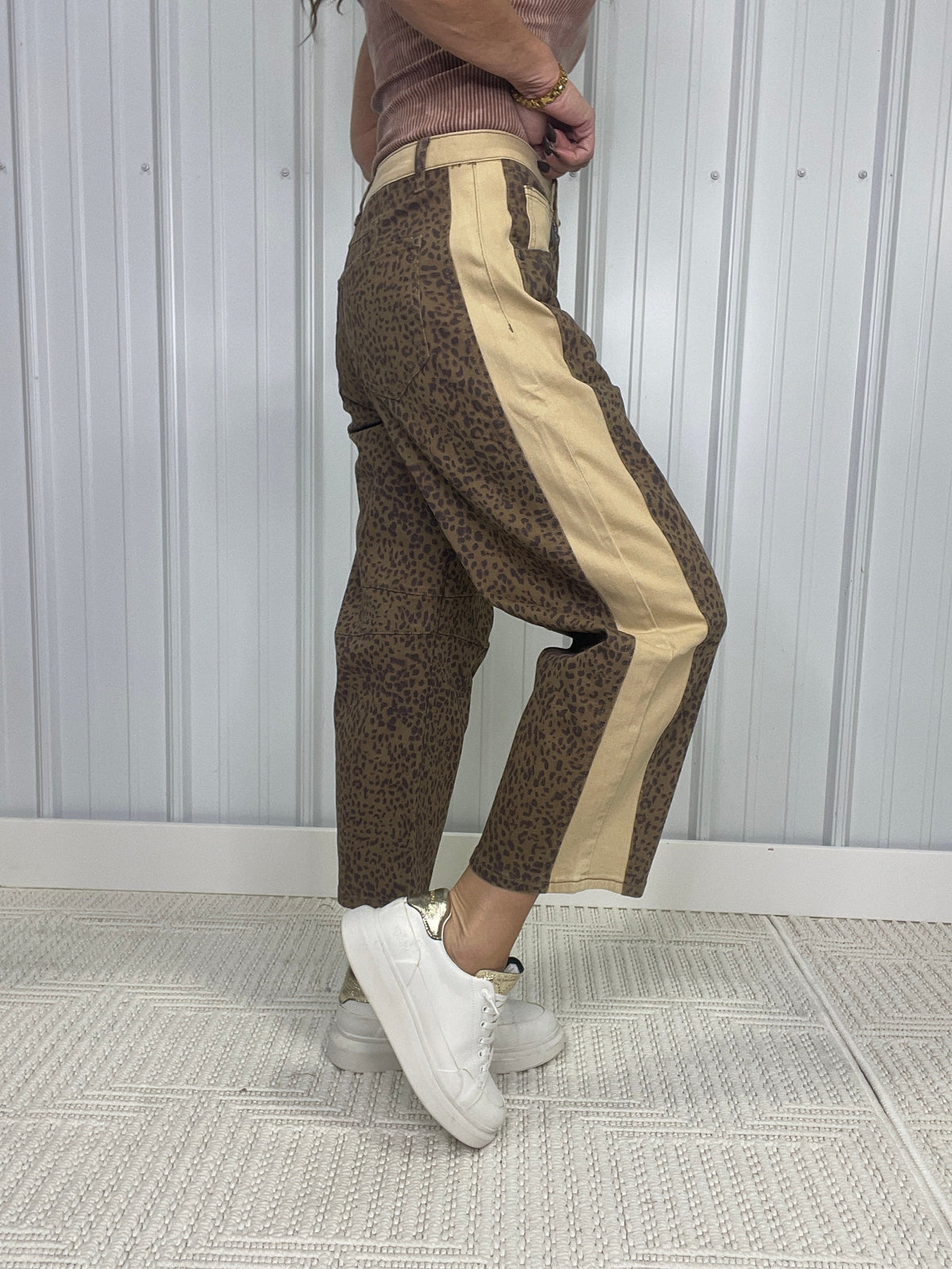 Bold Instincts Animal Printed Barrel Pants In Mocha
