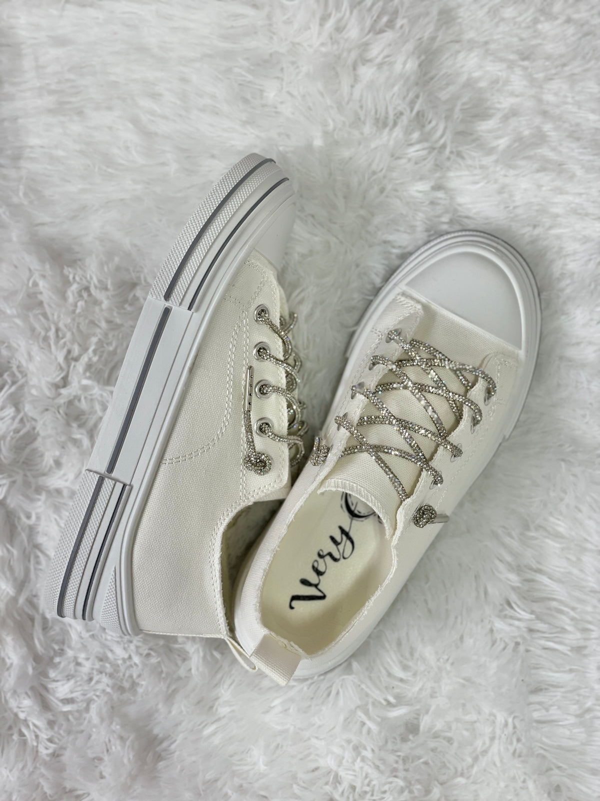 Very G Aman White Bling Lace Sneakers