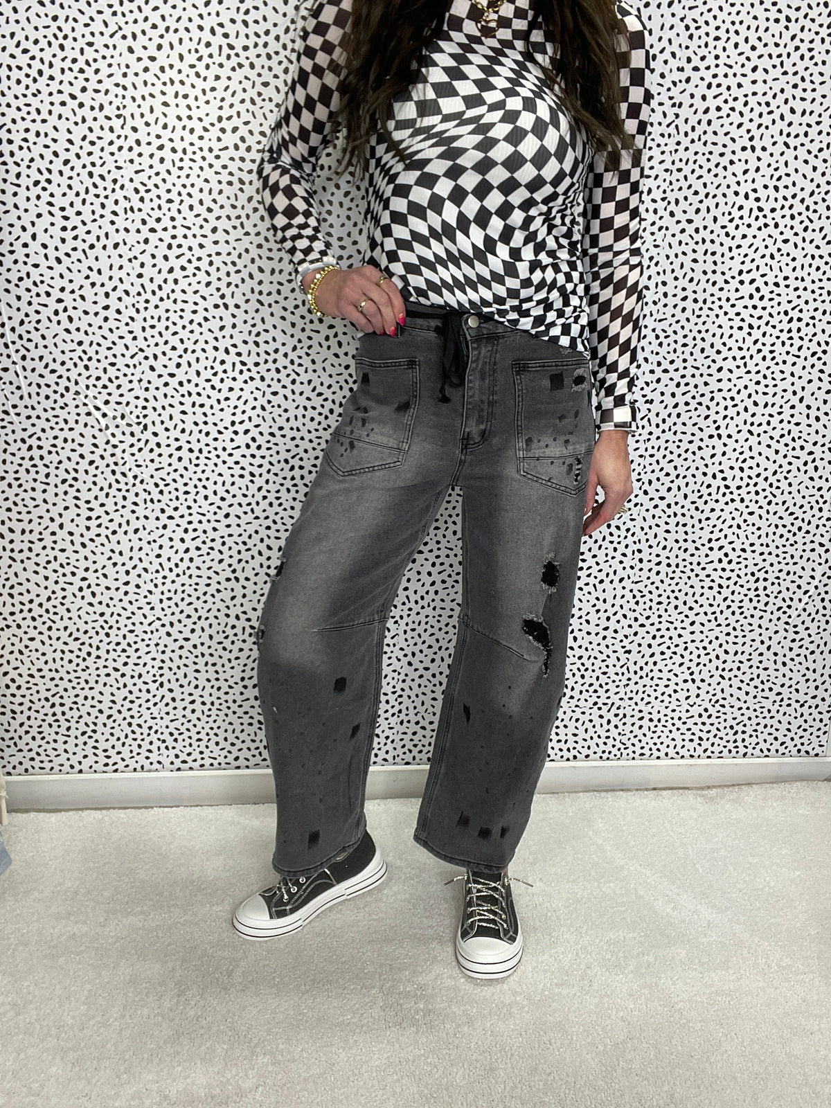 Lainey Washed Distressed Barrel Jeans 693 In 3 Colors