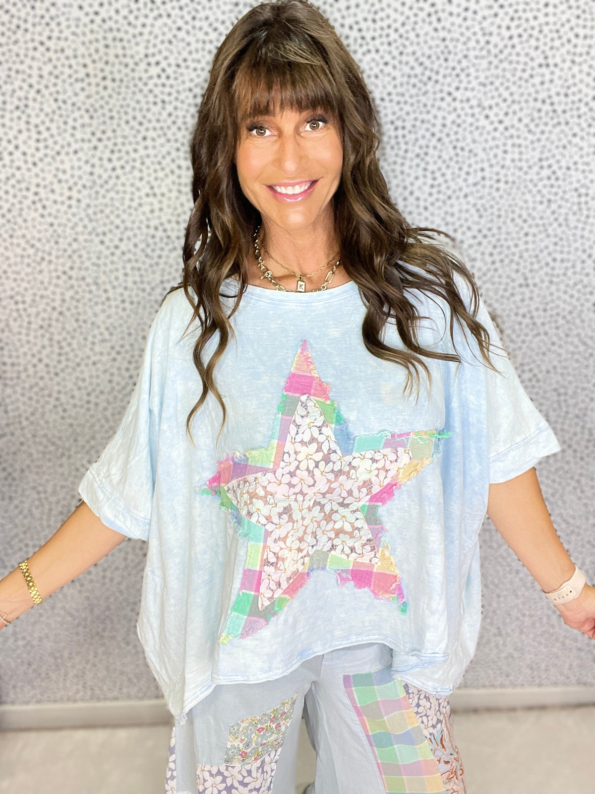 Star Patchwork Short Sleeve Top *Final Sale*