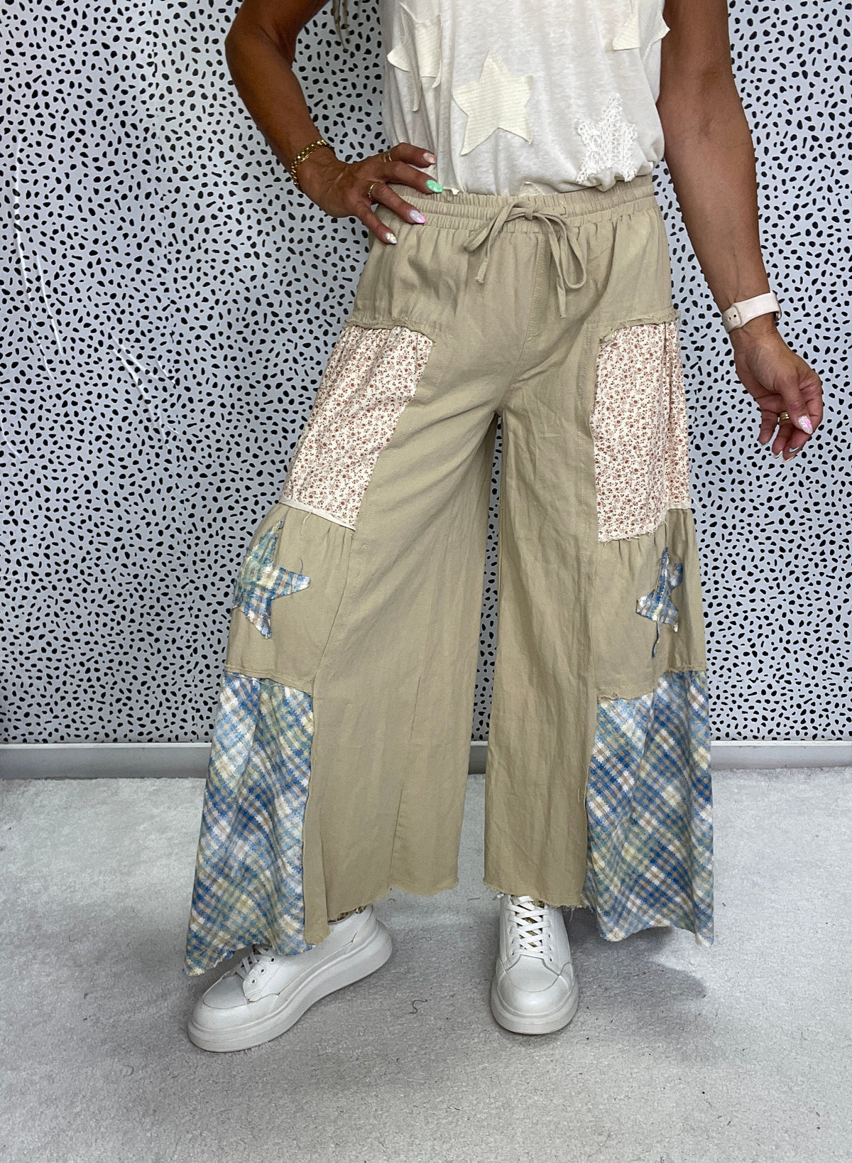 POL Patchwork Stardust Wide Leg Pants In 4 Colors