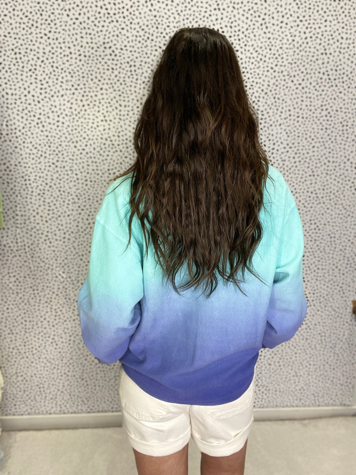 Spring Snow Washed Corded Crewneck Dip Dye In 2 Colors