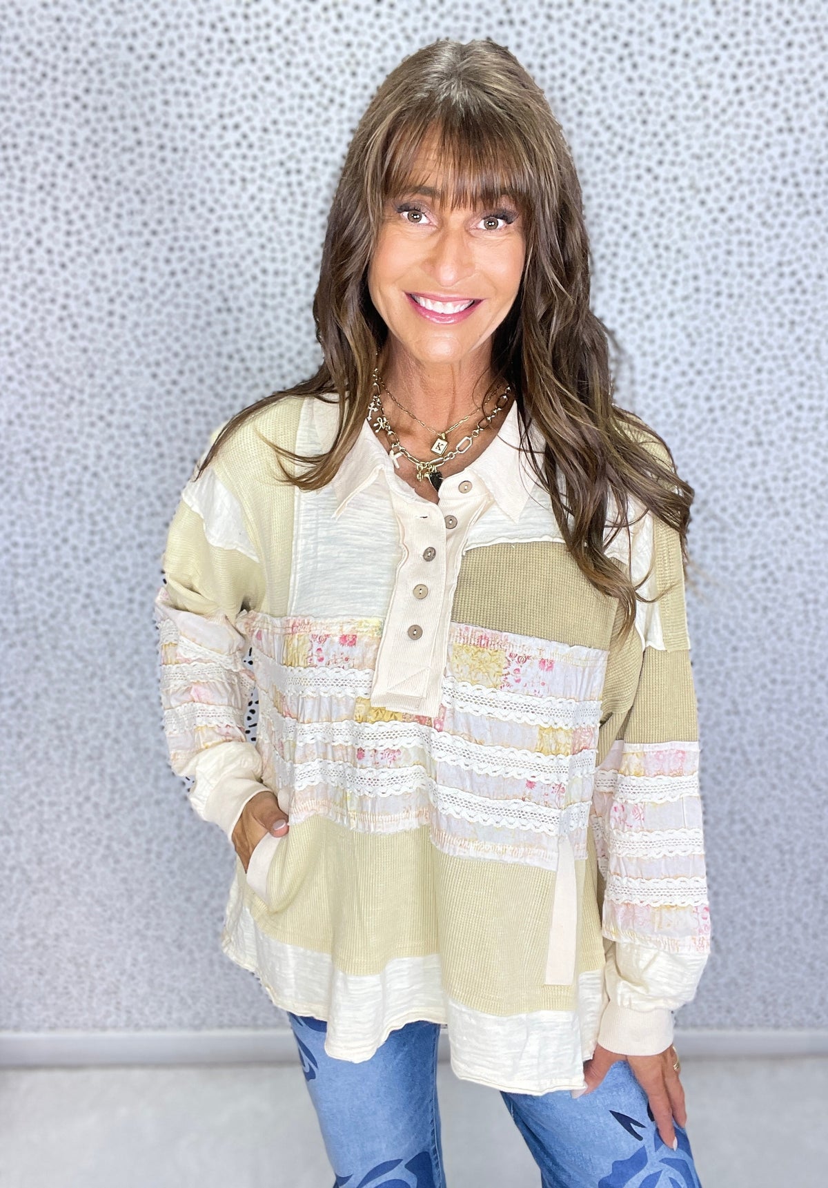 Oli & Hali Rose Meadow Patchwork Pullover *Final Sale*
