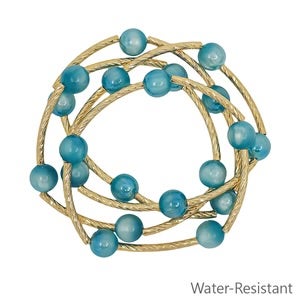 Set Of 3 Beaded & Gold Piping Stretch Bracelets In 2 Colors *Final Sale*