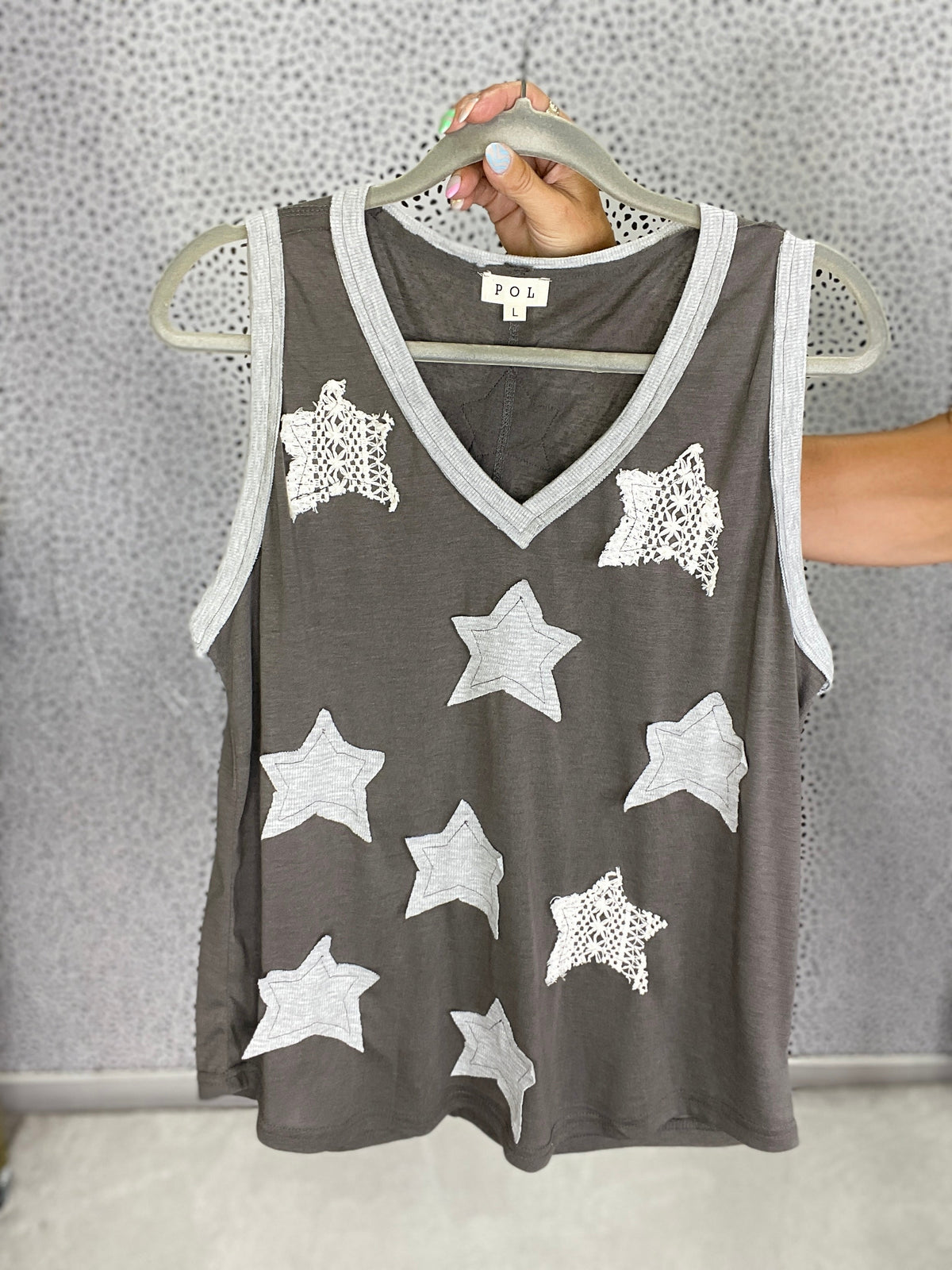 POL Stellar Dreams Star Patch Tank Top In 11 Colors