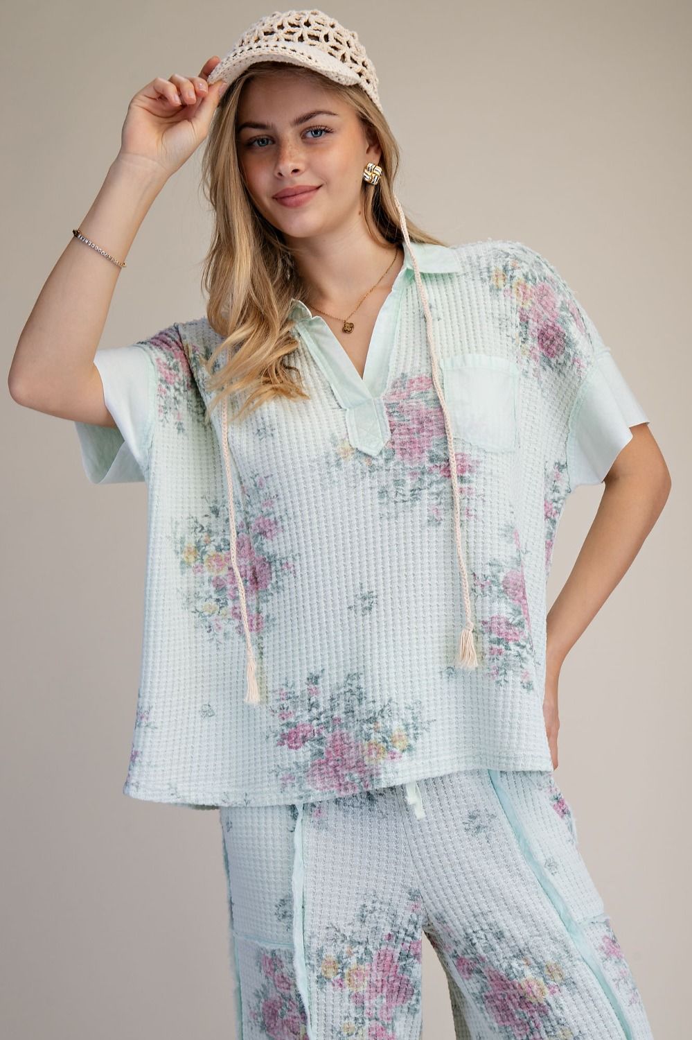 Soft Bloom Waffle Knit Top in 2 Colors