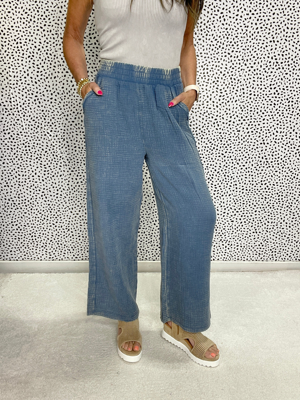 Prime Time Easy Fit Gauze Pants In 3 Colors *Final Sale*