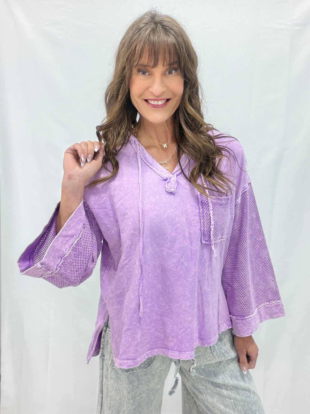 Taking It Easy Mesh Sleeve Hoodie In 3 Colors *Final Sale*