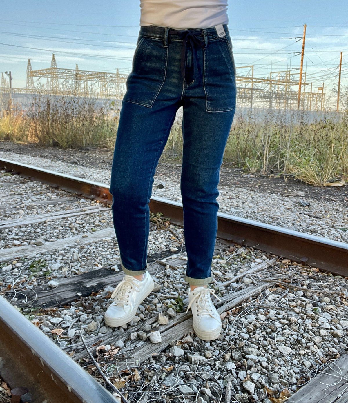 Judy Blue Ellie Denim Joggers in Dark Wash