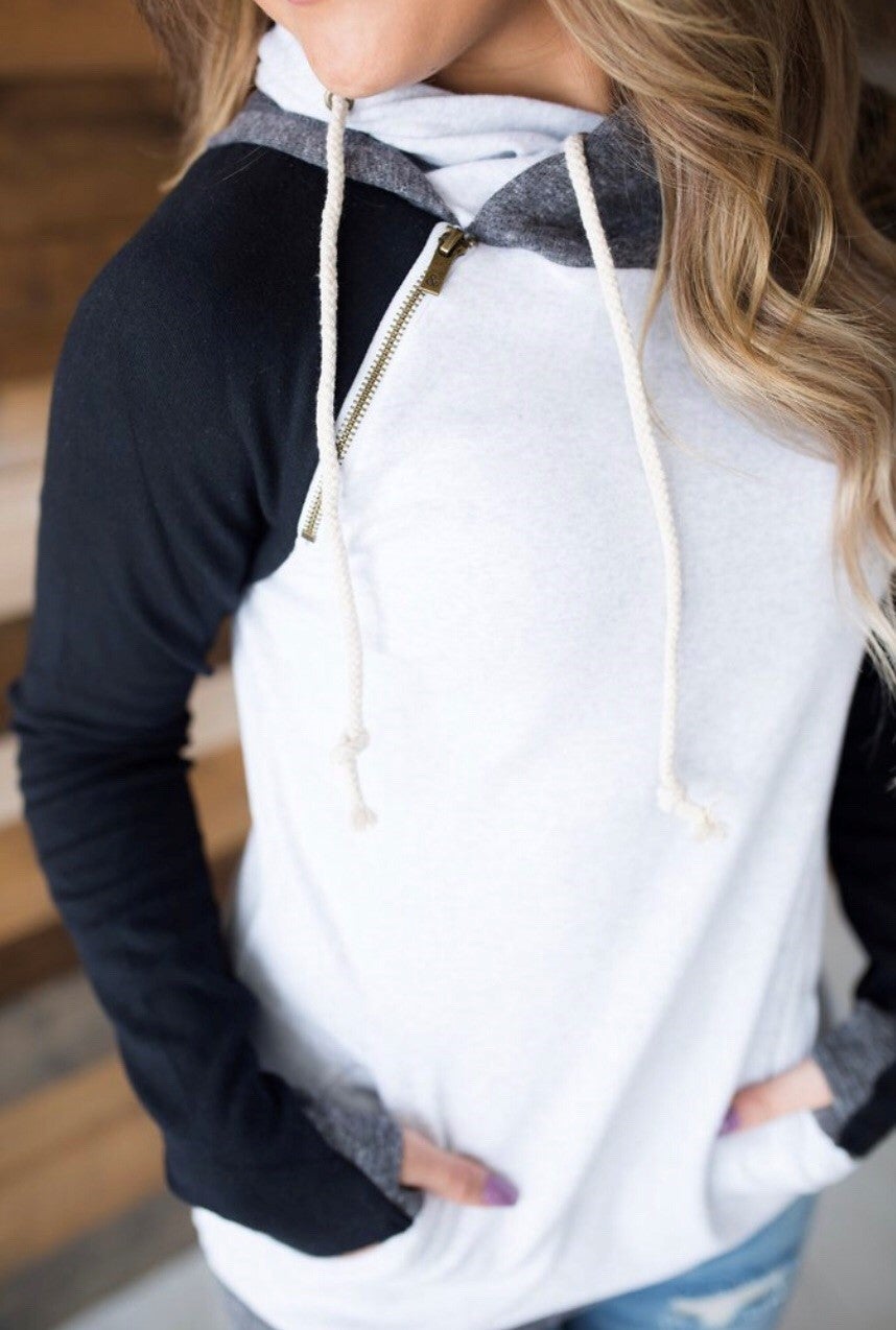 A&A Color Block Black Doublehoodie *Final Sale*