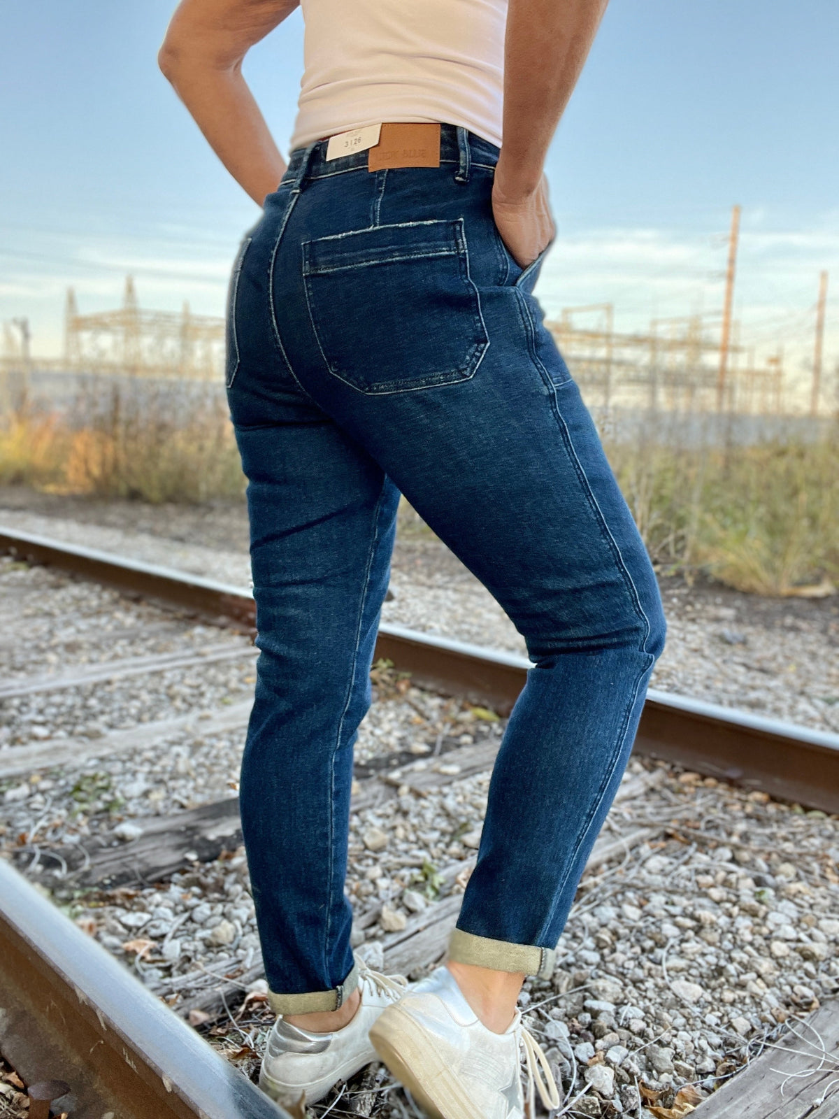 Judy Blue Ellie Denim Joggers in Dark Wash