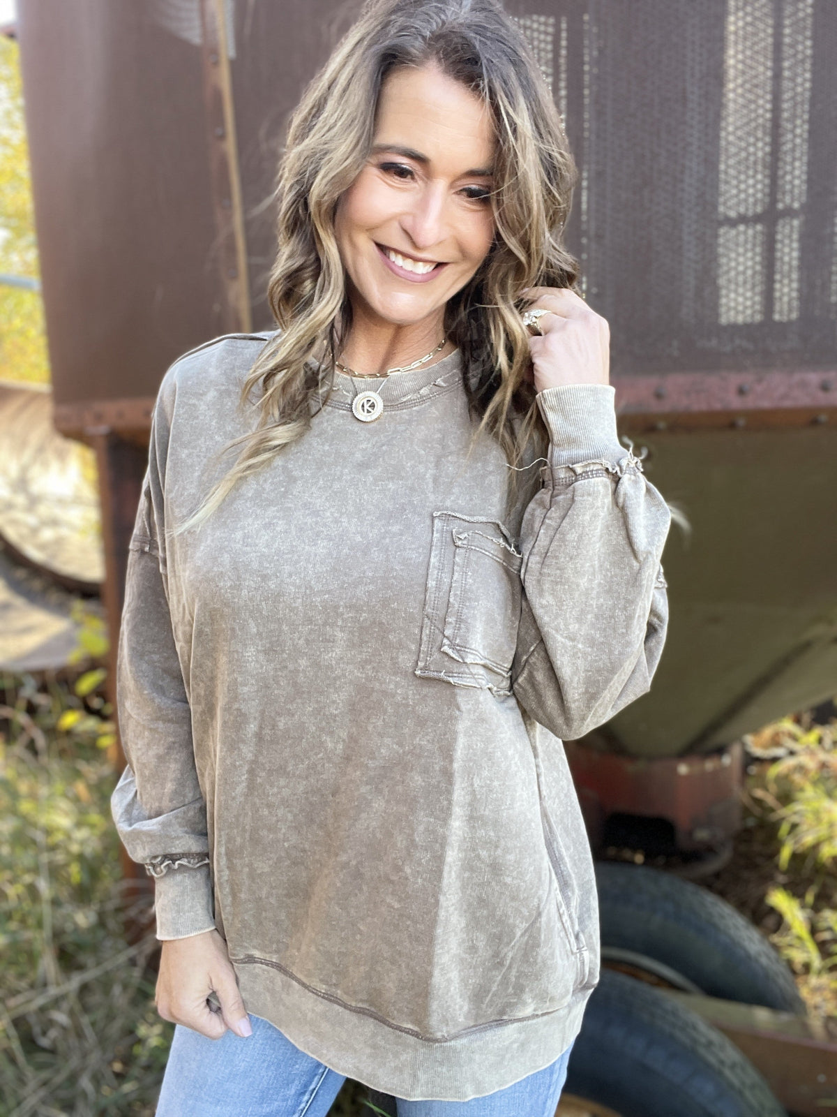 Frosted Details Casual Pullover Crewneck Top In 6 Colors *Final Sale*