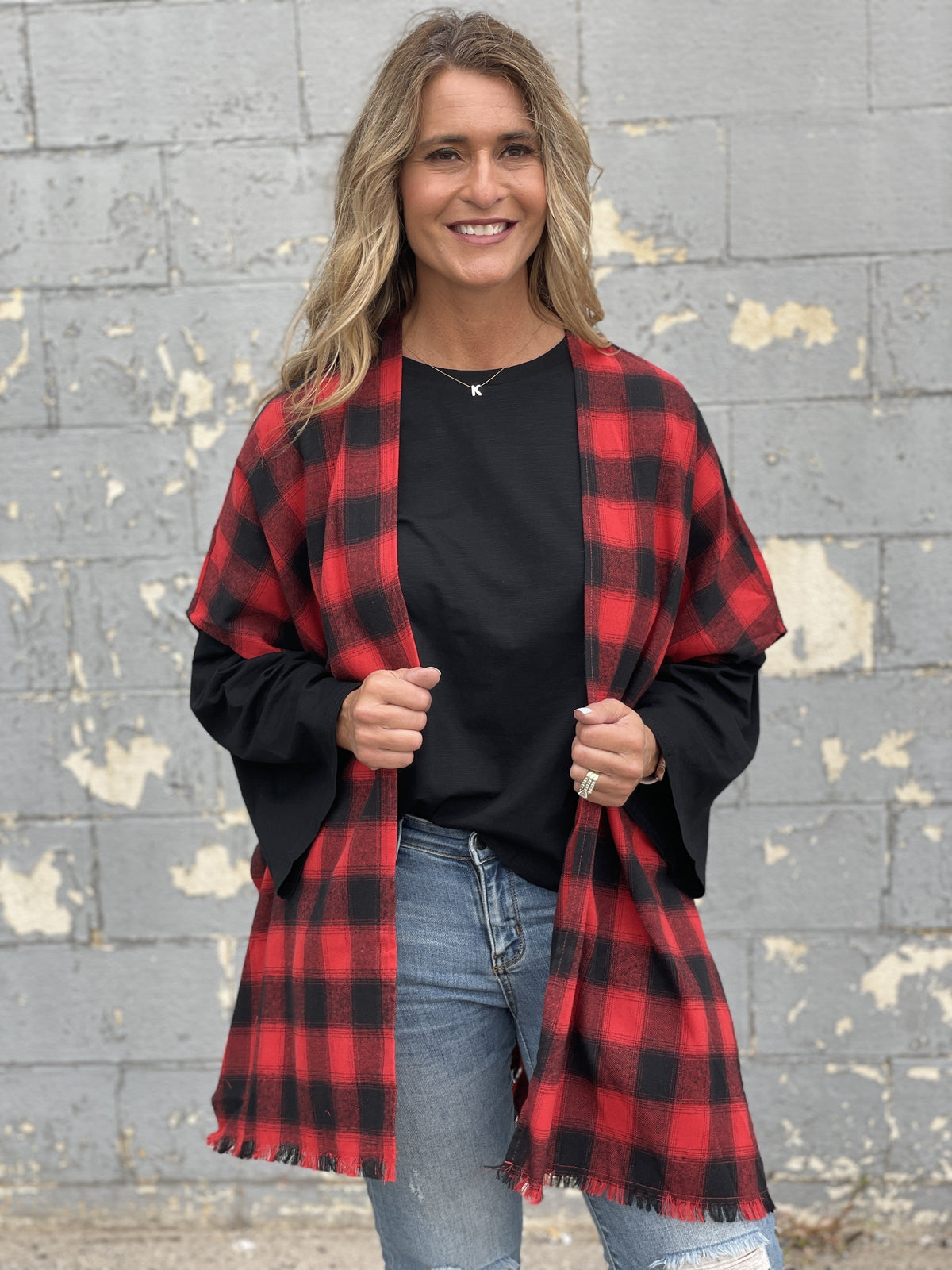 Pretty In Plaid Poncho Cardigan *Final Sale*