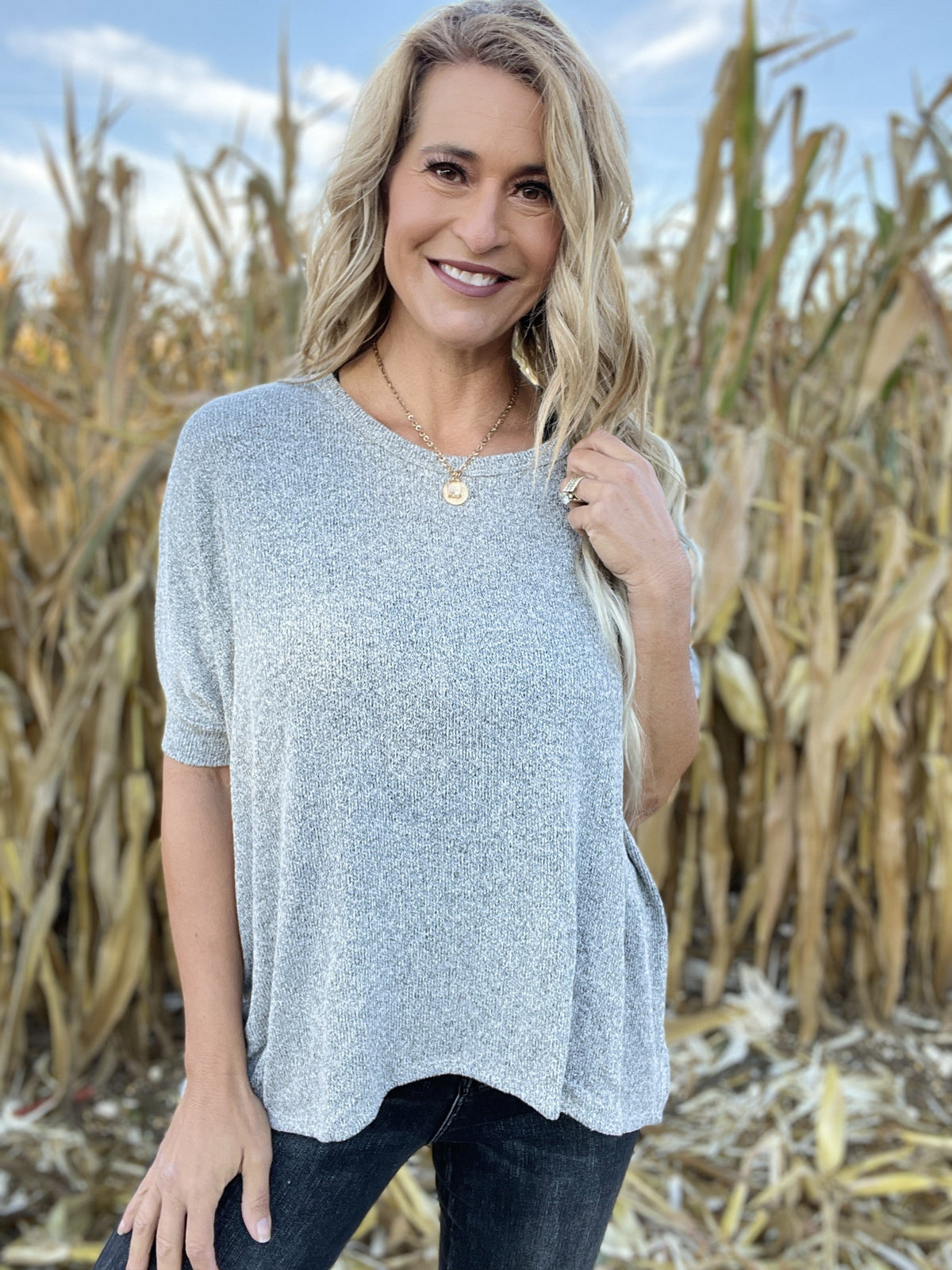 Mixed Tones Top *Final Sale*