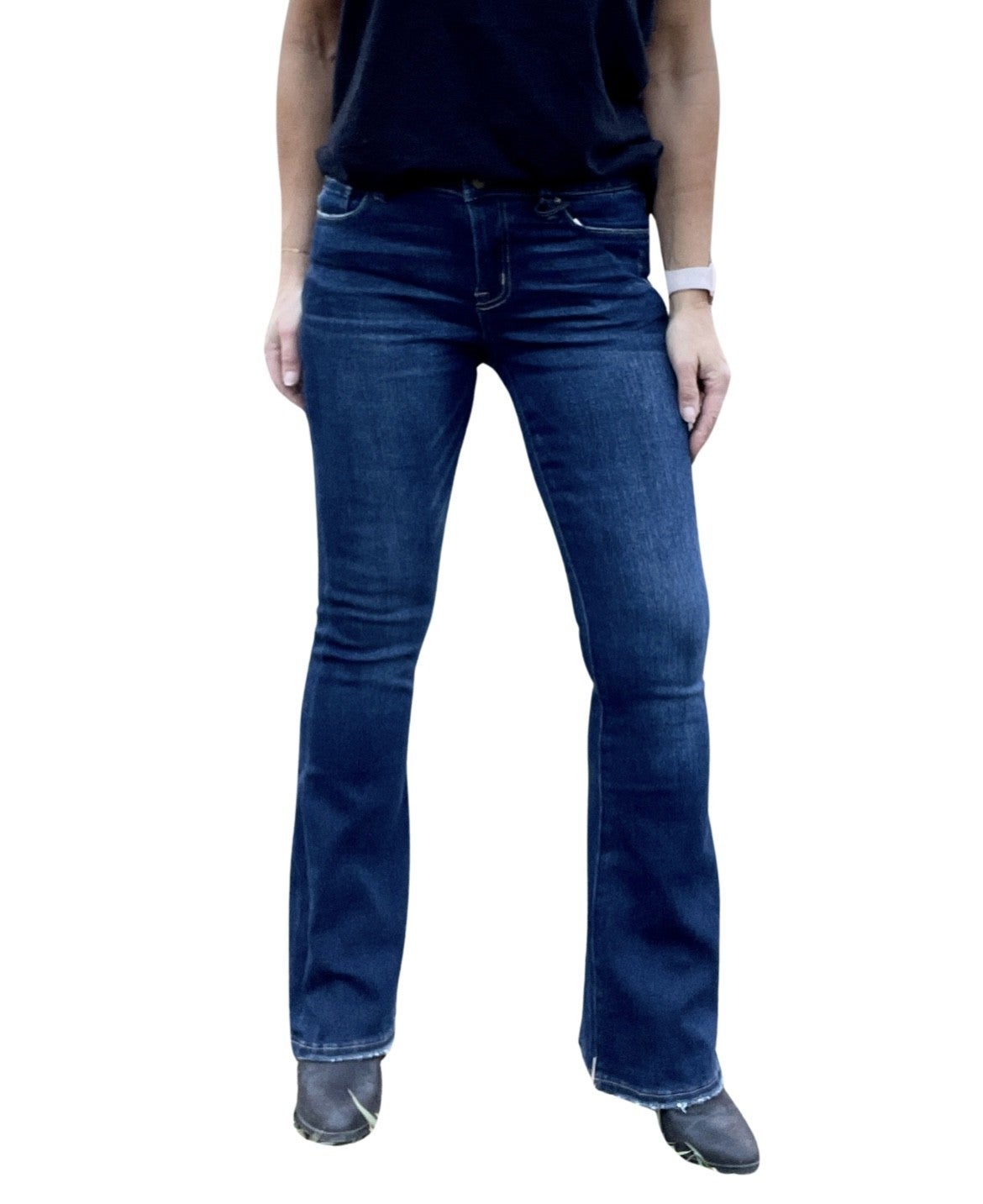 Mica Jessie Mid Rise Dark Rinse Flare Jean 120
