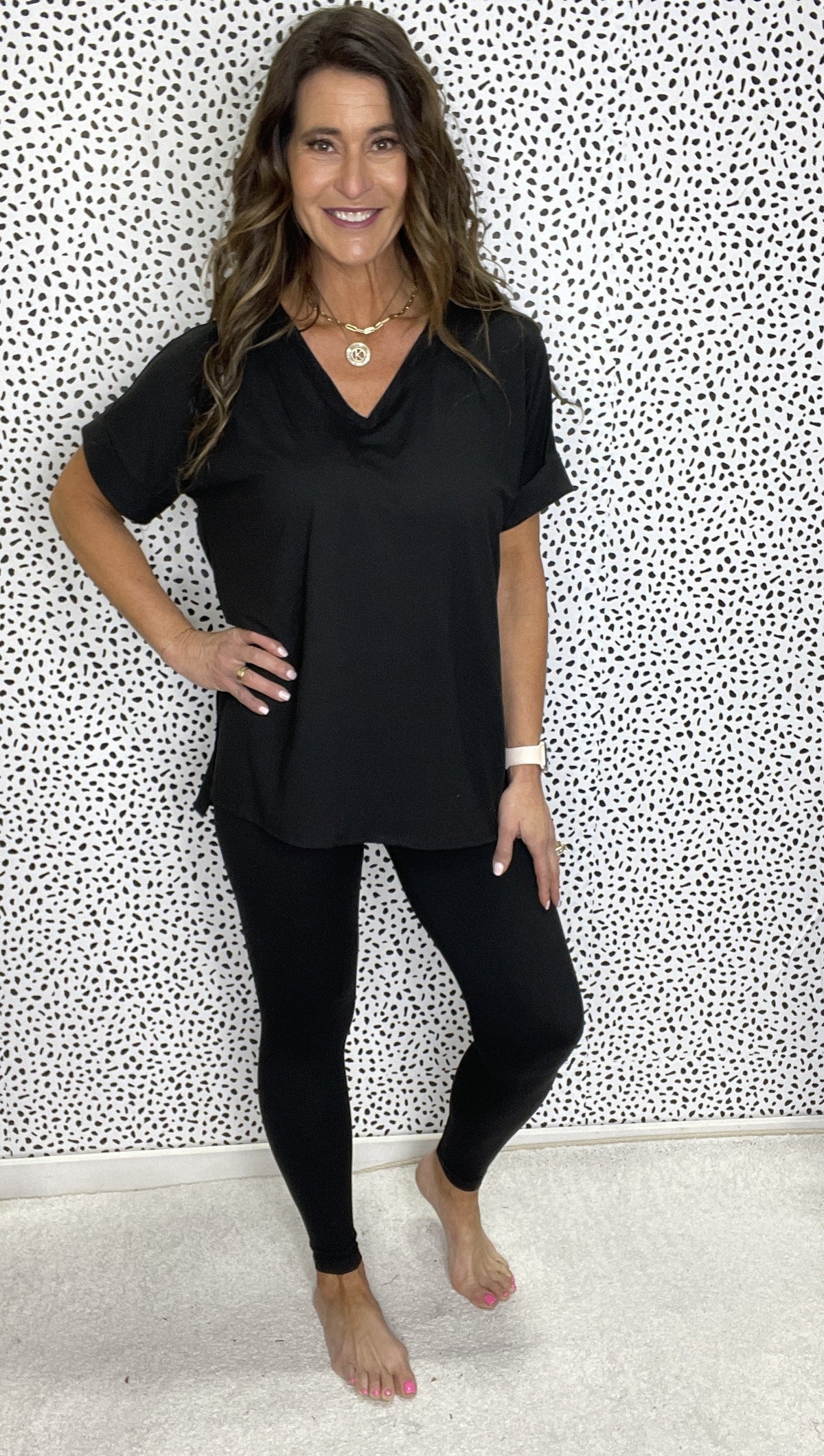 Going For It Buttery Soft VNeck Short Sleeve Lounge Set In Black *Final Sale*