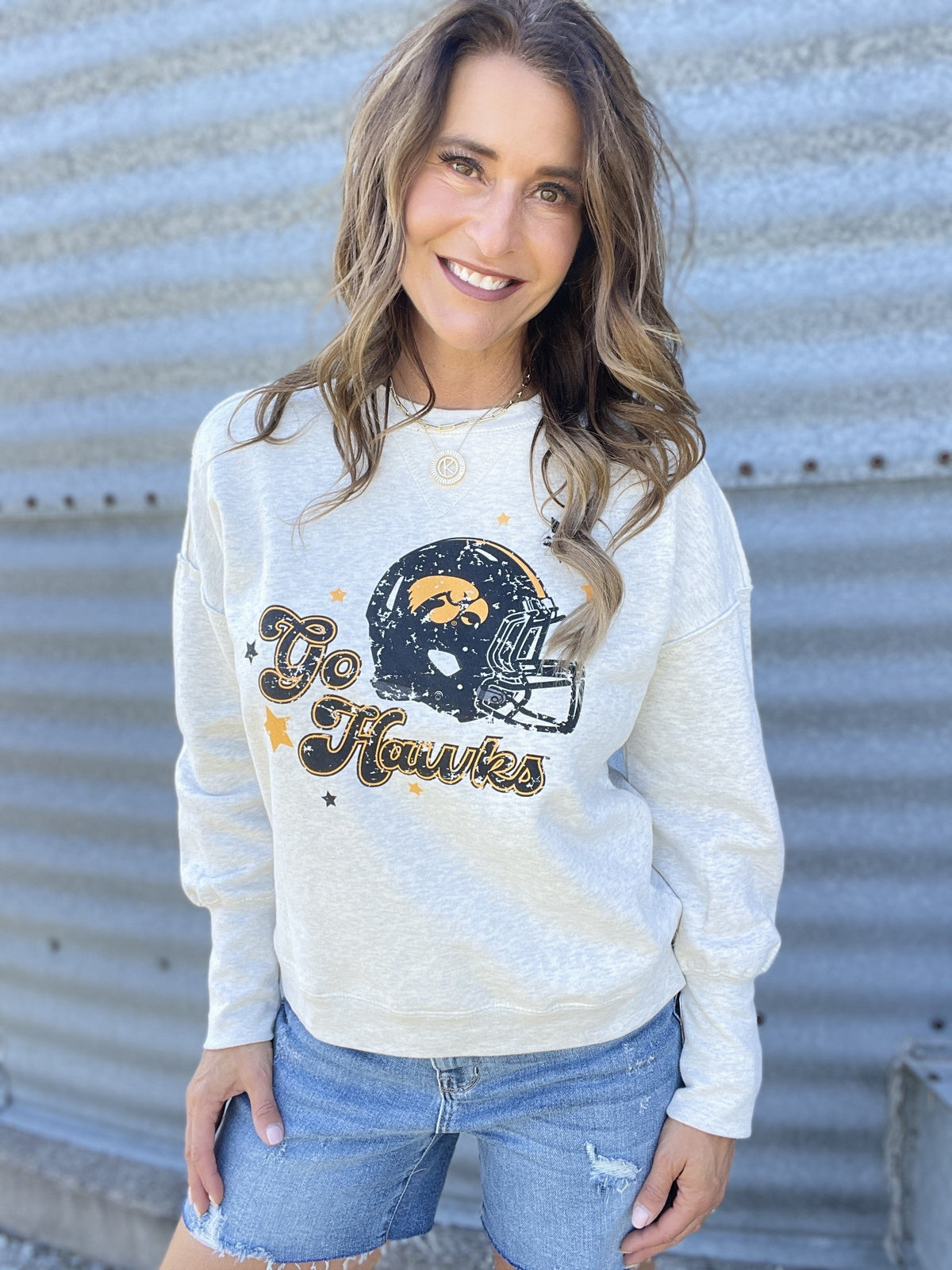 Go Hawks Helmet Crewneck