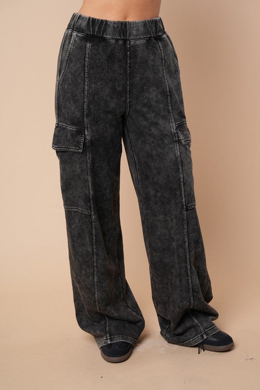 Never Giving Up High Waisted Washed Solid Knit Pants In Black *Final Sale*