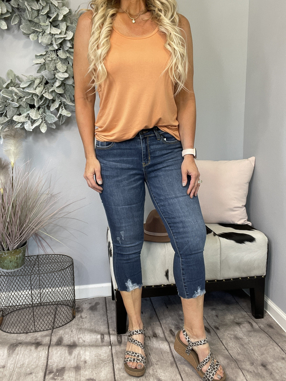 Judy Blue Rose Cuffed Capri Jean 250D *Final Sale*
