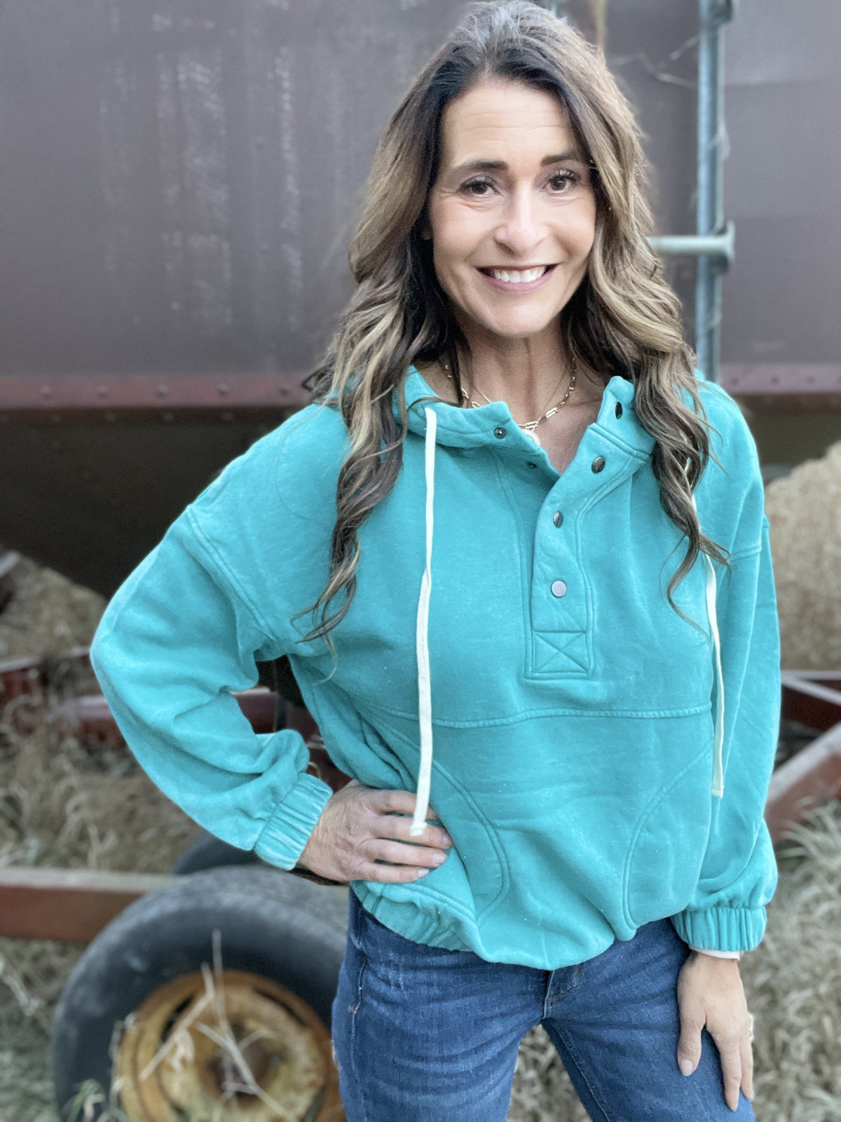 So Much Fun Hooded Drawstring Ice Wash Pullover In 5 Colors *Final Sale*