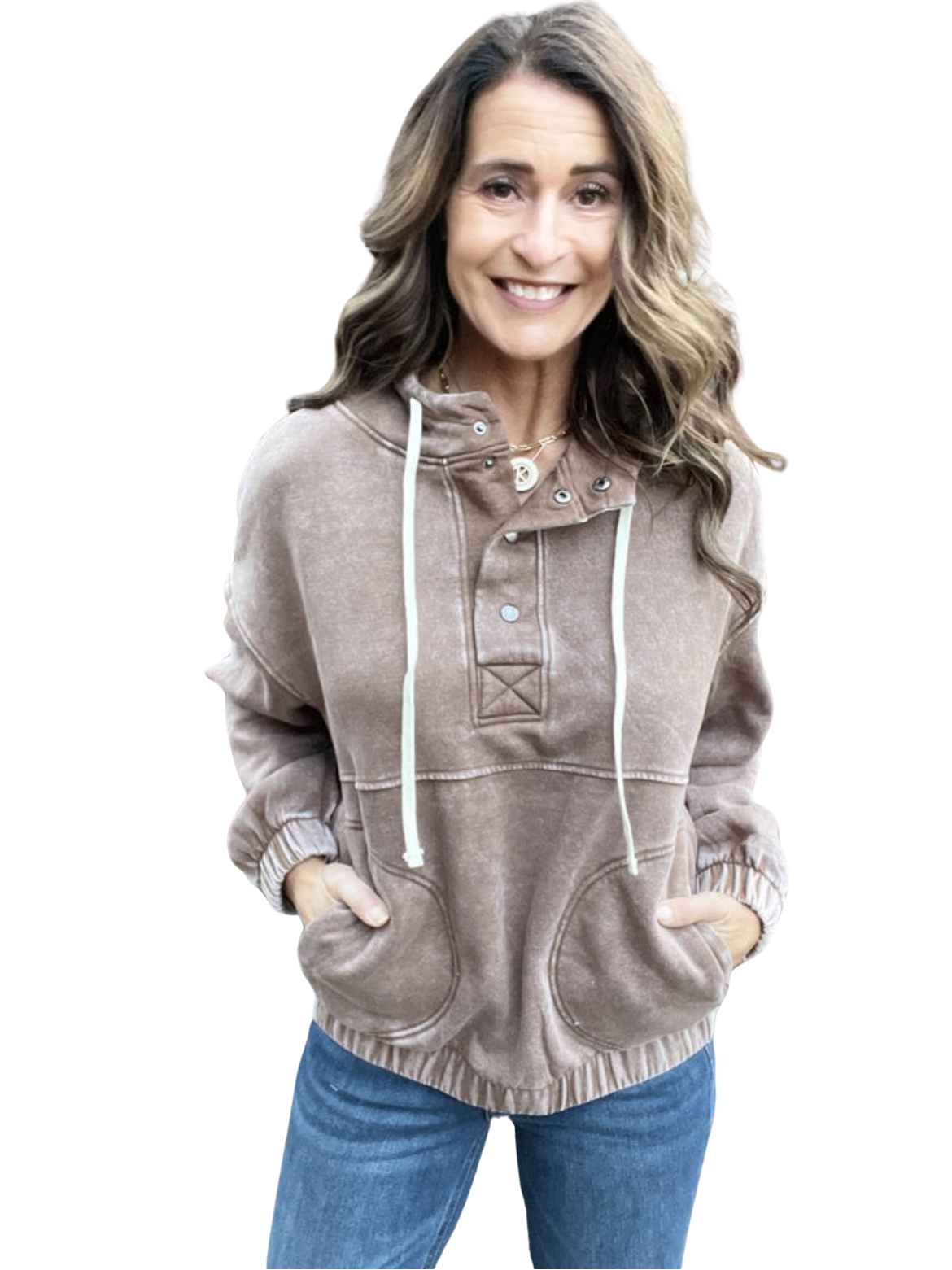 So Much Fun Hooded Drawstring Ice Wash Pullover In 5 Colors *Final Sale*