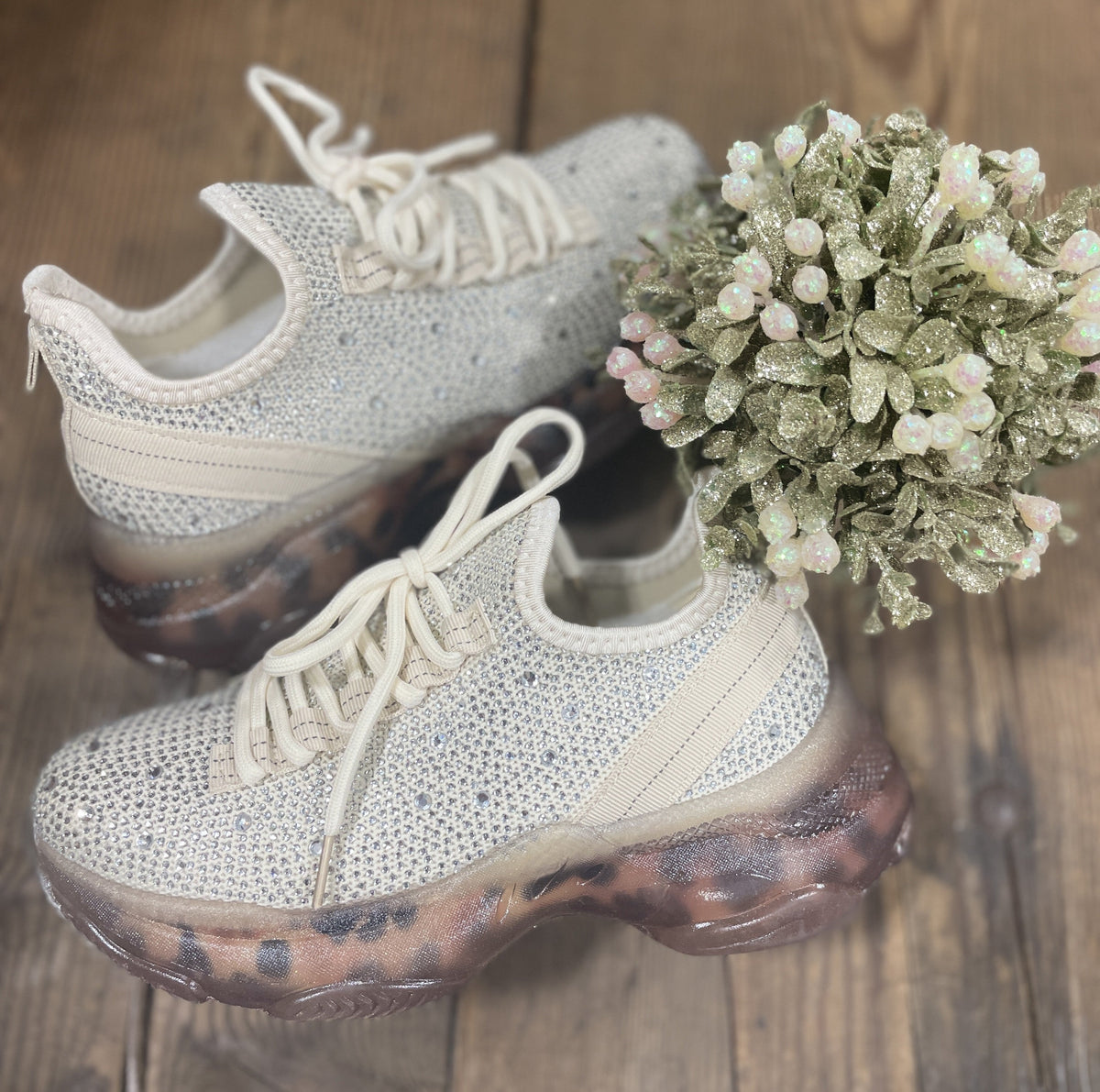 Hella Cream Bling Sneakers *Final Sale*