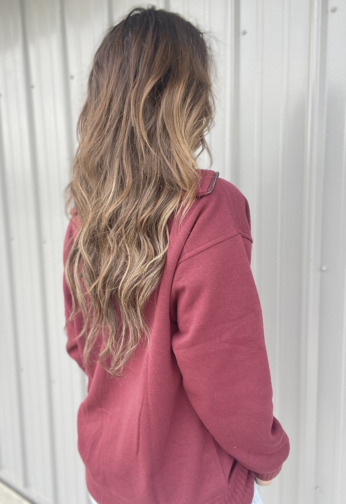 Connect With Me Ribbed Details Quarter Zip Pullover
