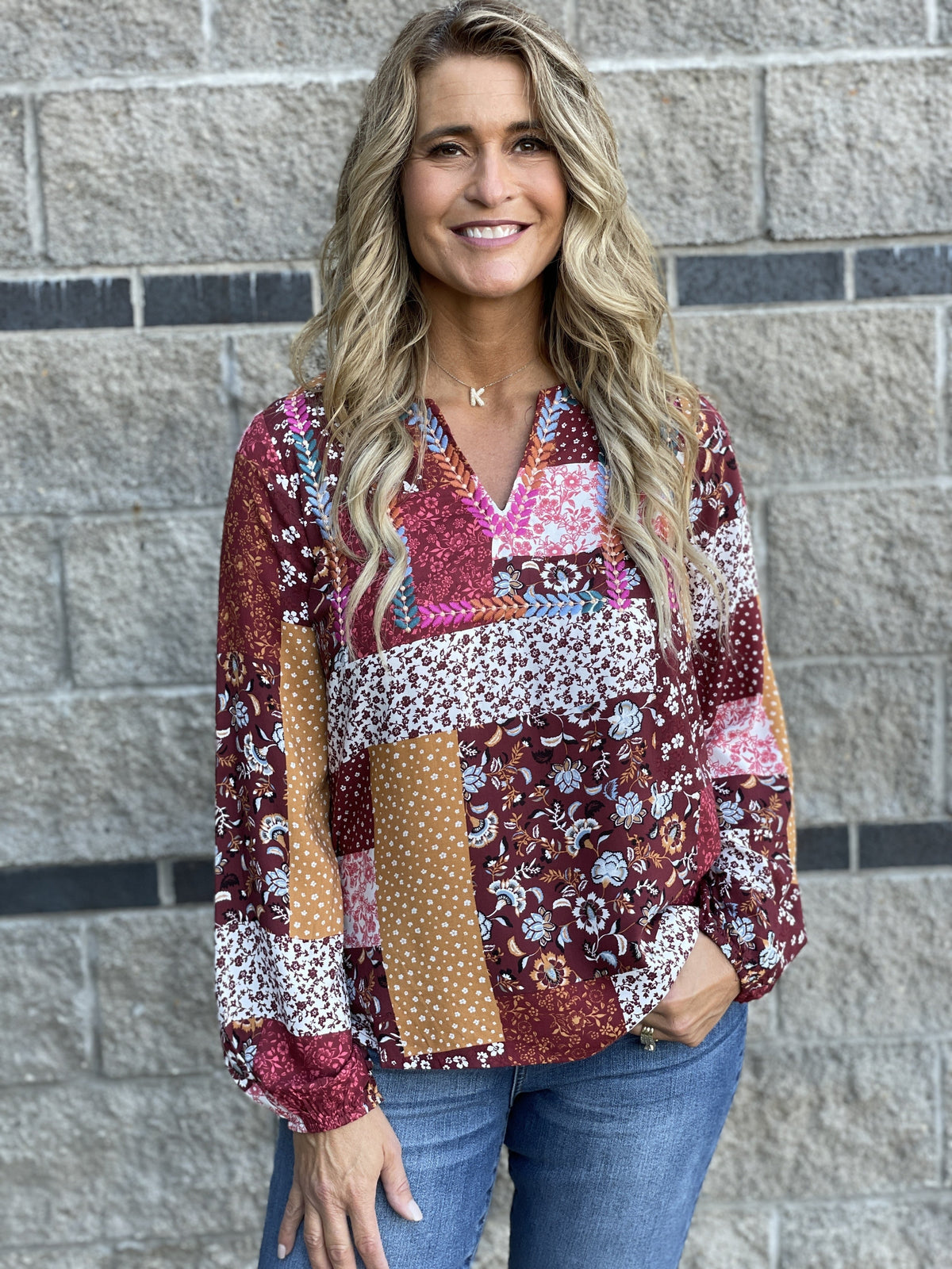 Patchwork On Point Top *Final Sale*