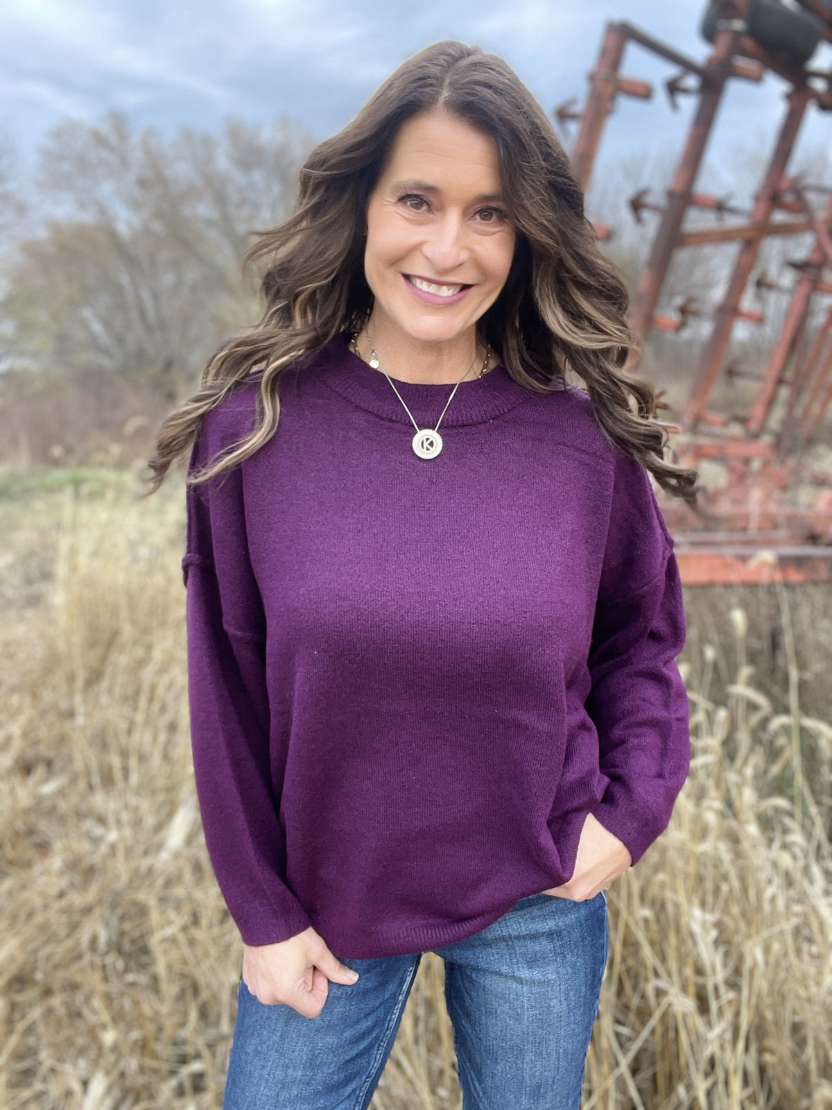 Top Of The Order Plum Sweater *Final Sale*