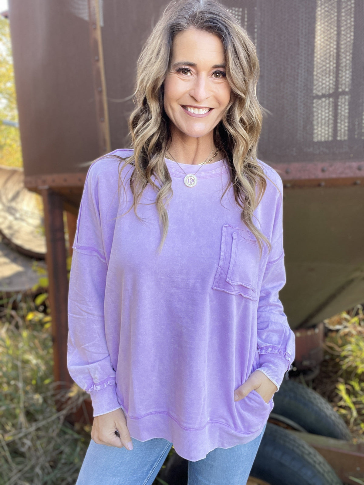 Frosted Details Casual Pullover Crewneck Top In 6 Colors *Final Sale*