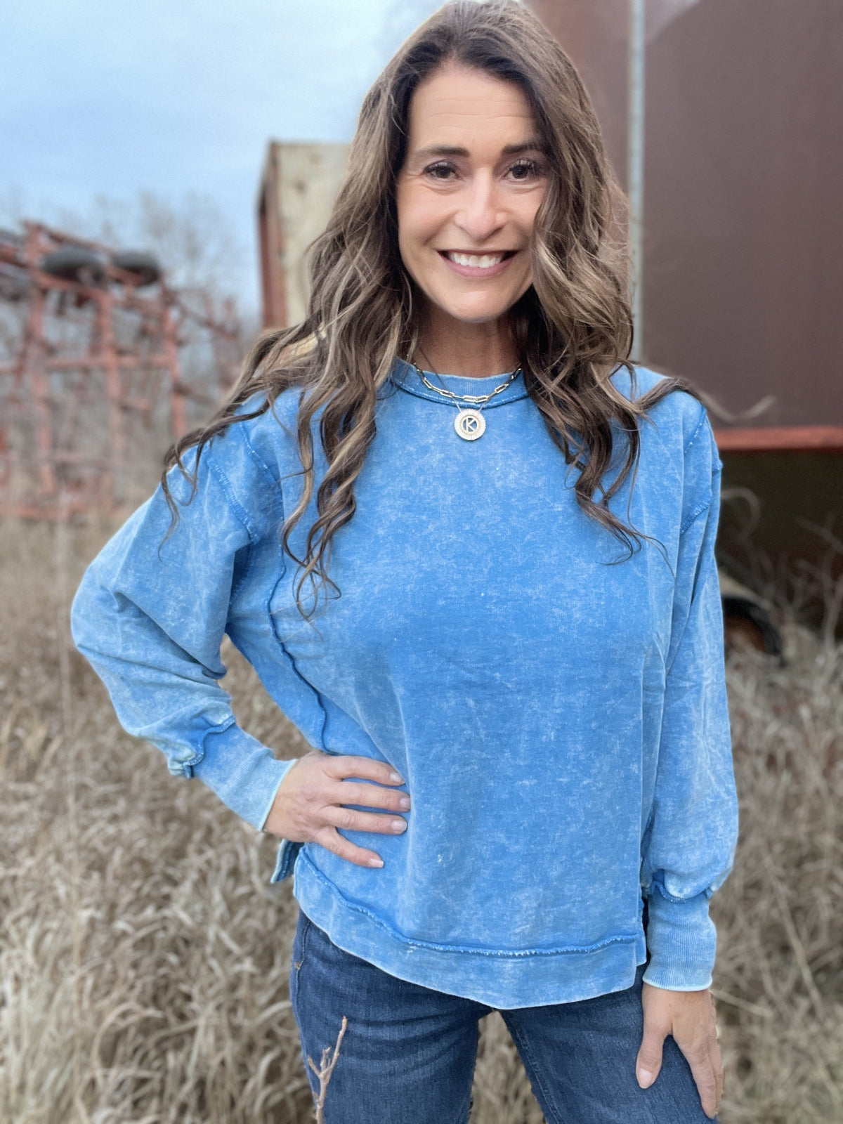 Give It Your All Seam Ice Detail Crewneck Top In 4 Colors *Final Sale*