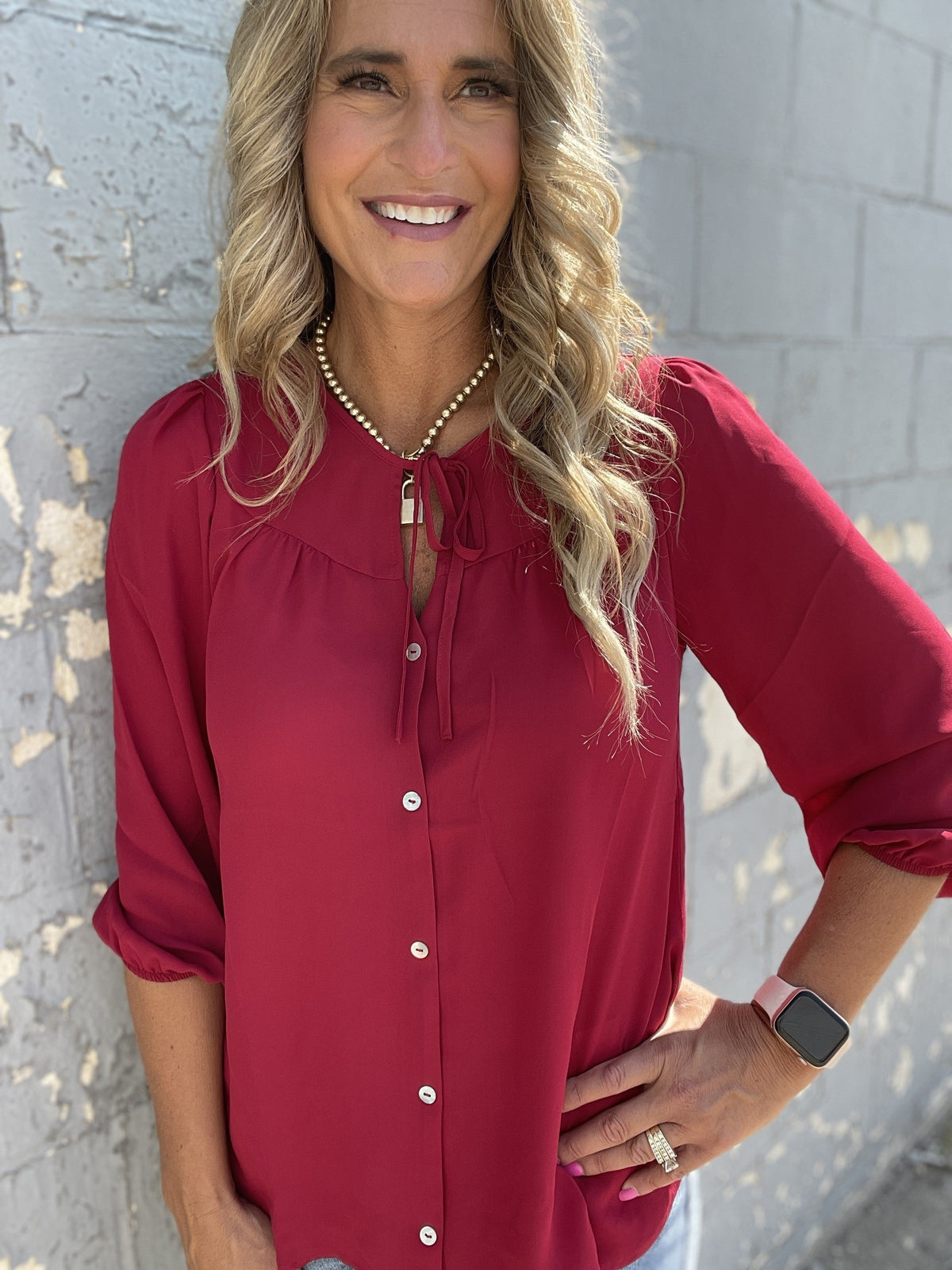 Forest Crimson Dressy Top *Final Sale*