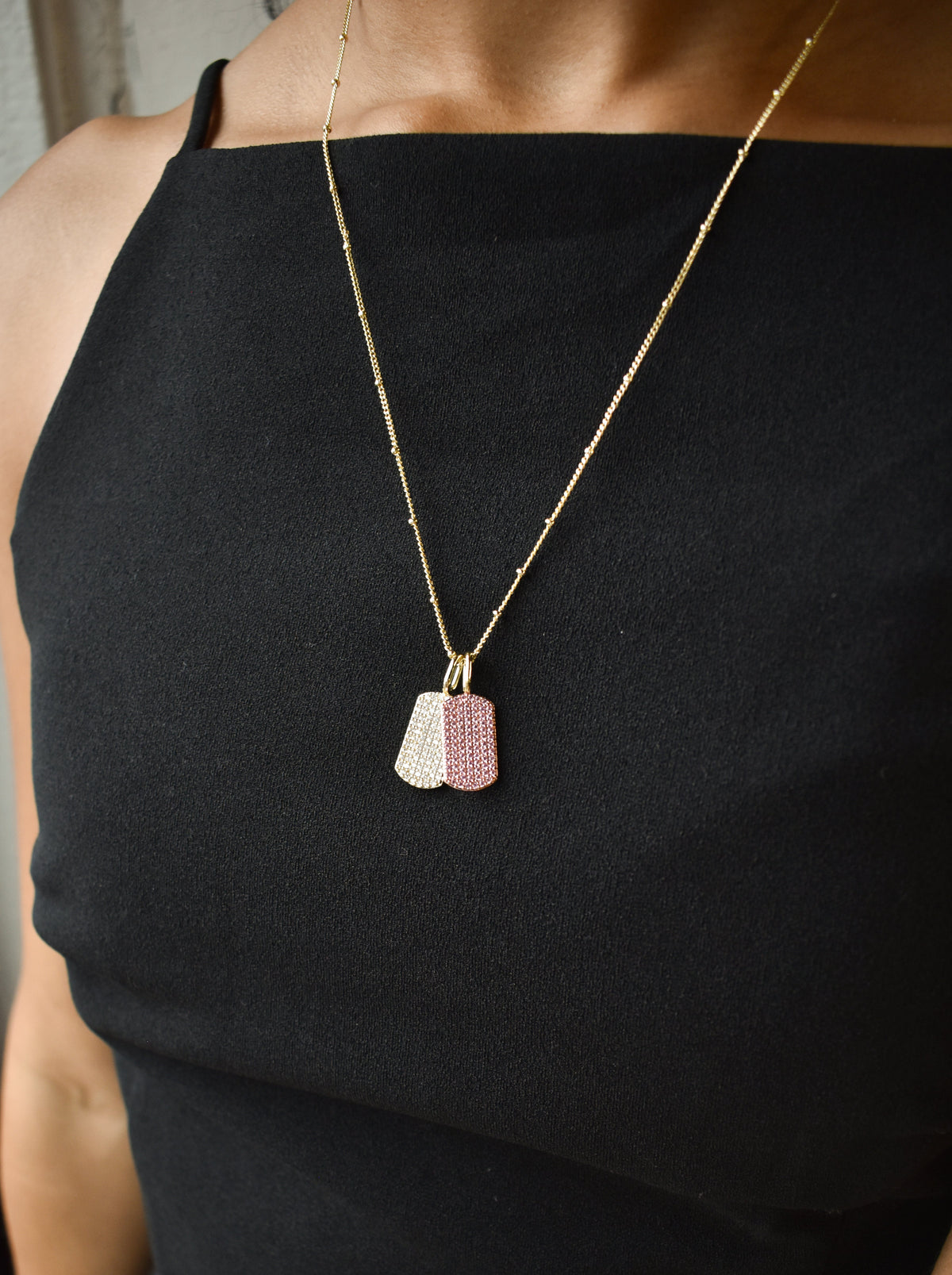 PREORDER Mini Pave Crystal Dog Tag *Final Sale*