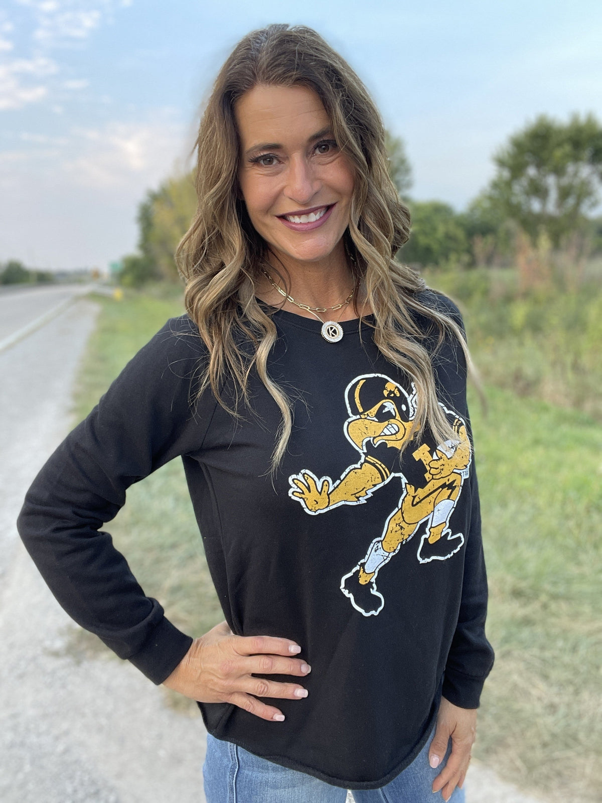 Football Herky Black Crewneck