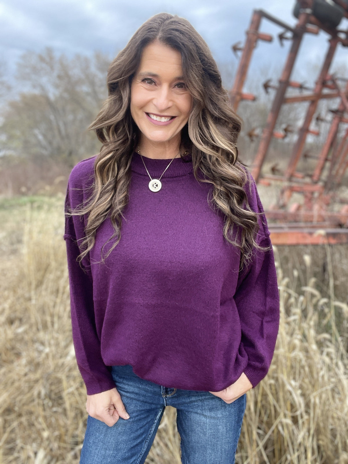 Top Of The Order Plum Sweater *Final Sale*