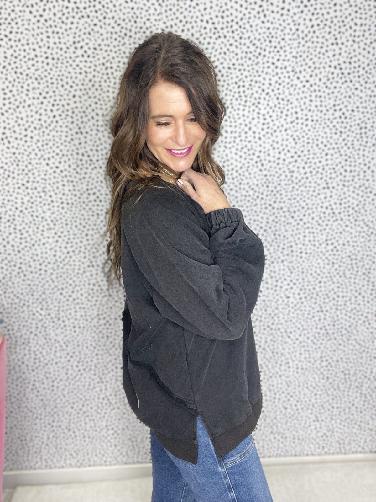 Pol Cross Walk Effortlessly Chic Pullover In Washed Black *Final Sale*