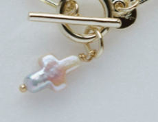 Natural Pearl Cross Charm