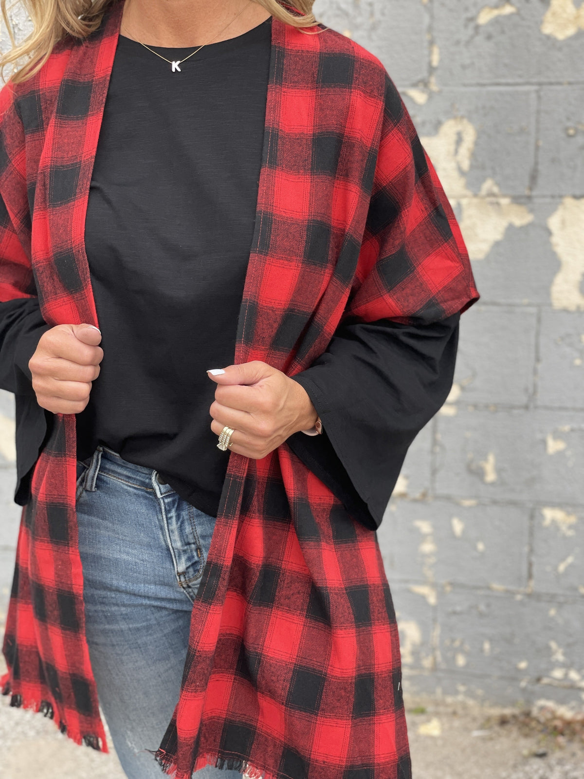 Pretty In Plaid Poncho Cardigan *Final Sale*
