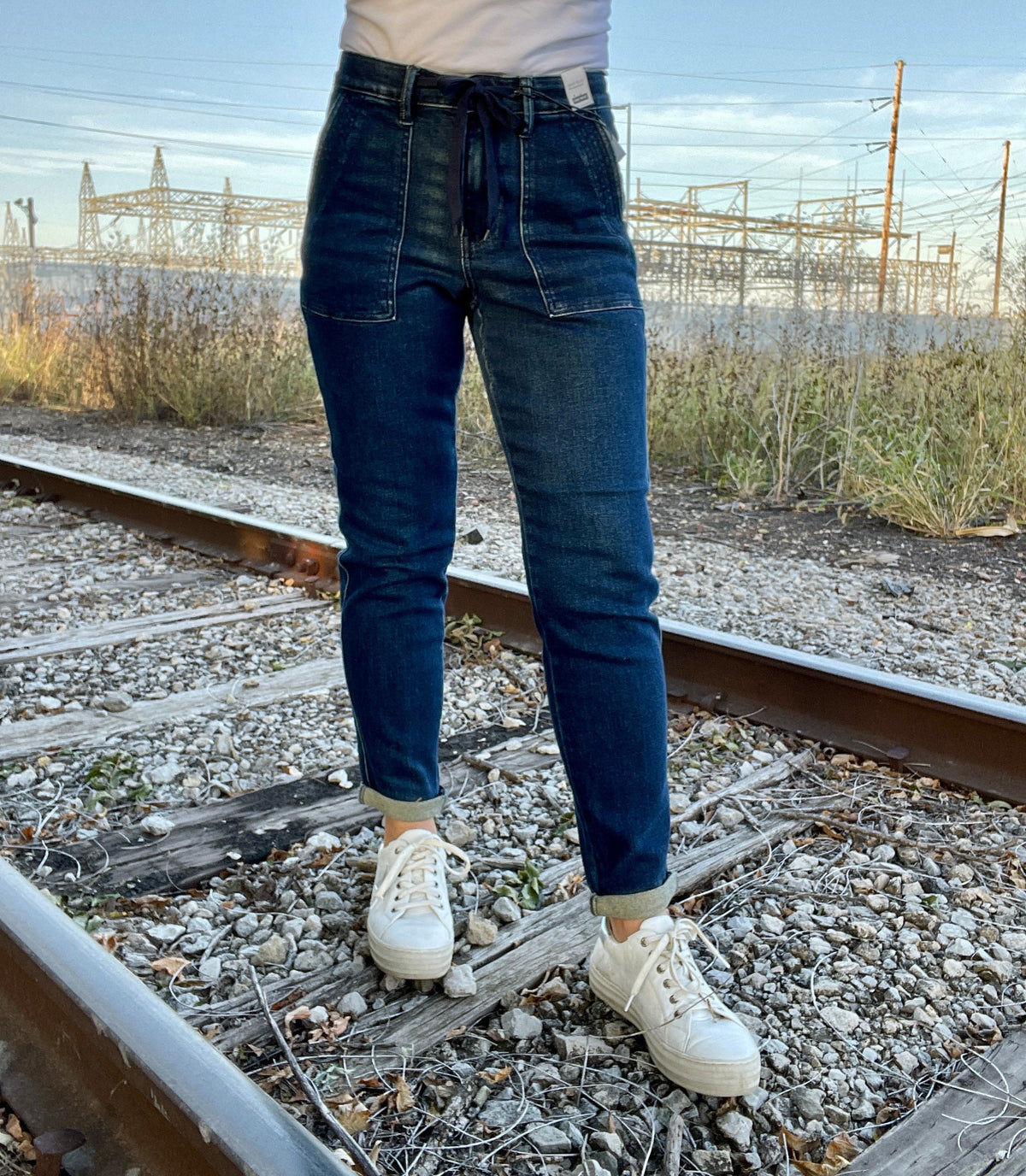 Judy Blue Ellie Denim Joggers in Dark Wash