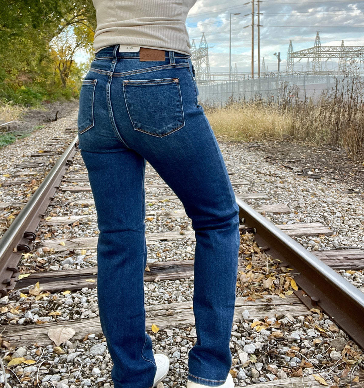 Pamela Judy Blue High Rise Button Fly Straight Jeans - duplicate